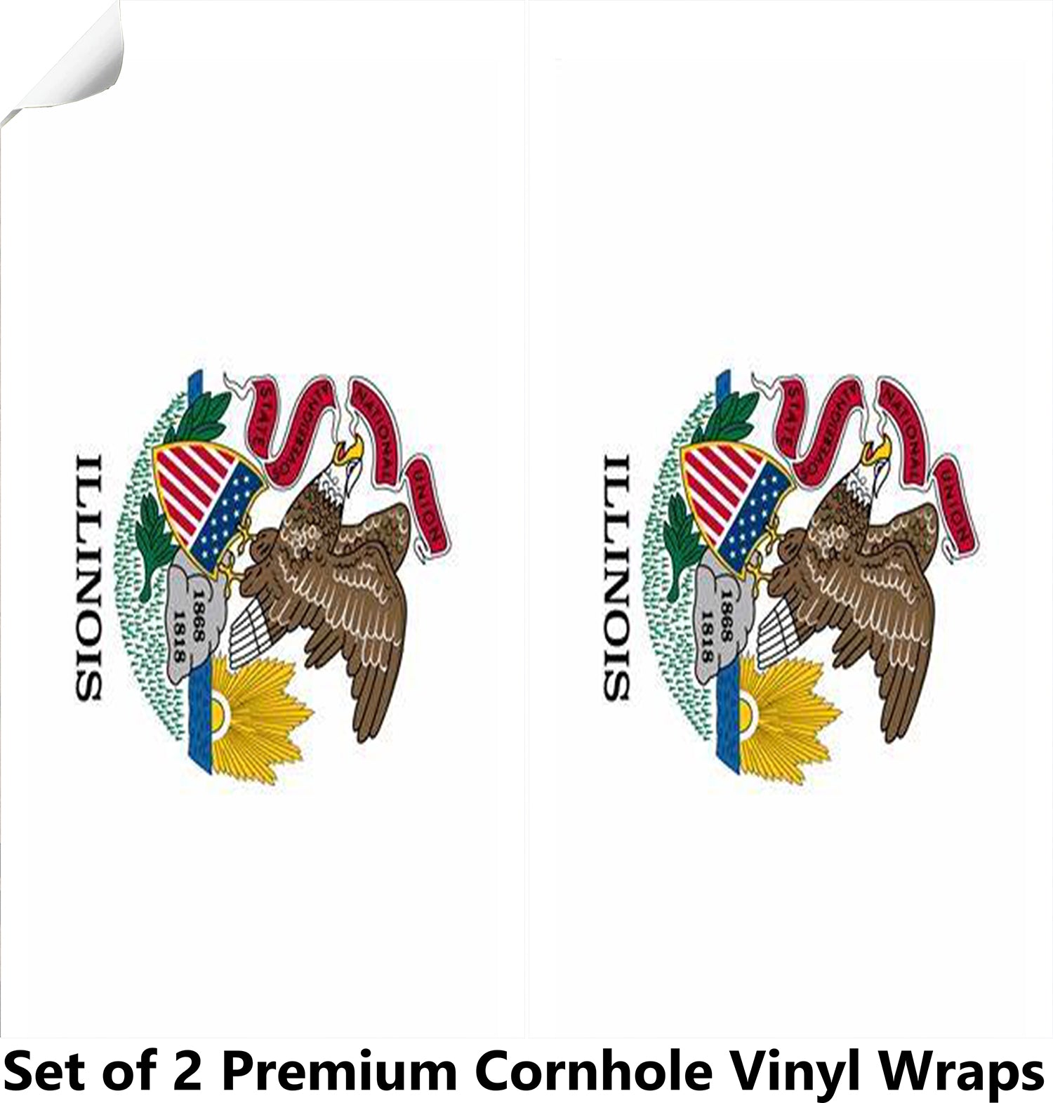 Illinois Classic State Flag Cornhole Boards Wraps (Set of 2)