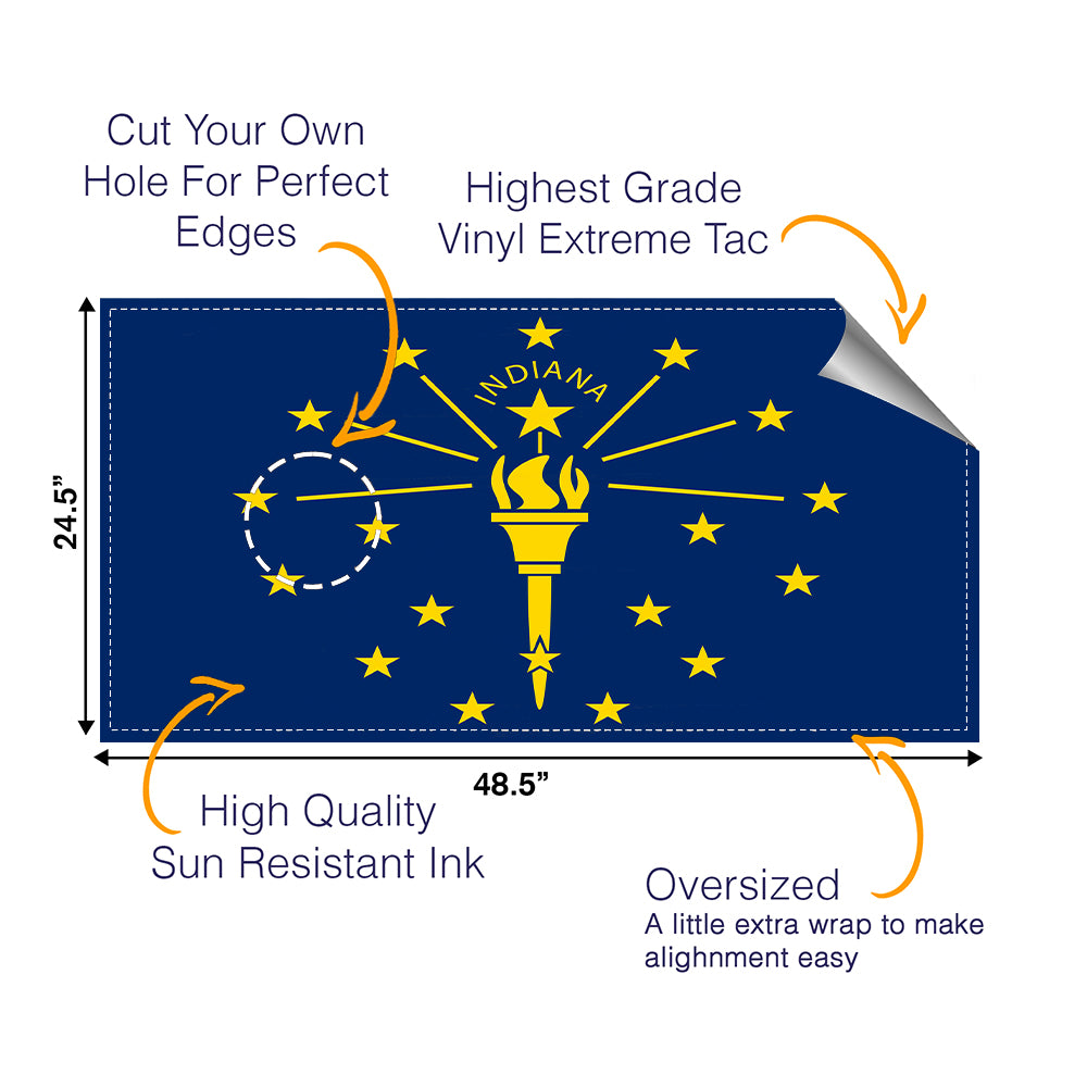 Indiana Classic State Flag Cornhole Boards Wraps (Set of 2)