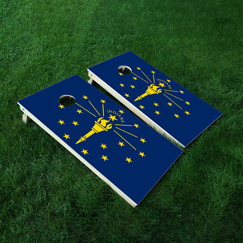 Indiana Classic State Flag Cornhole Boards Wraps (Set of 2)