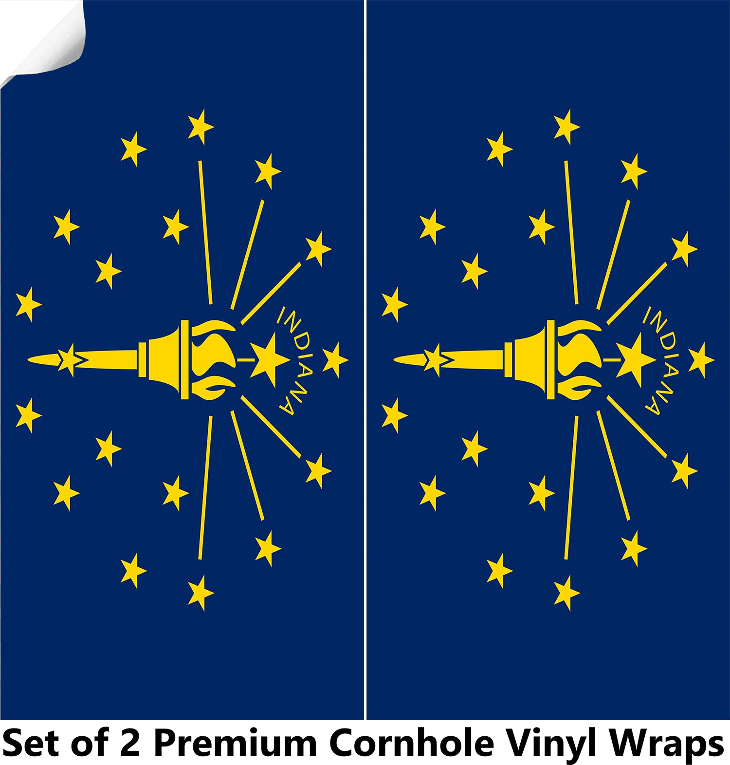 Indiana Classic State Flag Cornhole Boards Wraps (Set of 2)