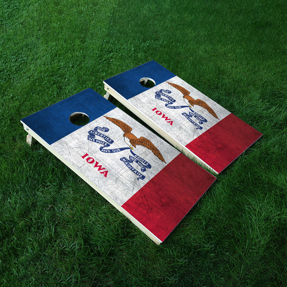 Iowa Classic State Flag Cornhole Boards Wraps (Set of 2)