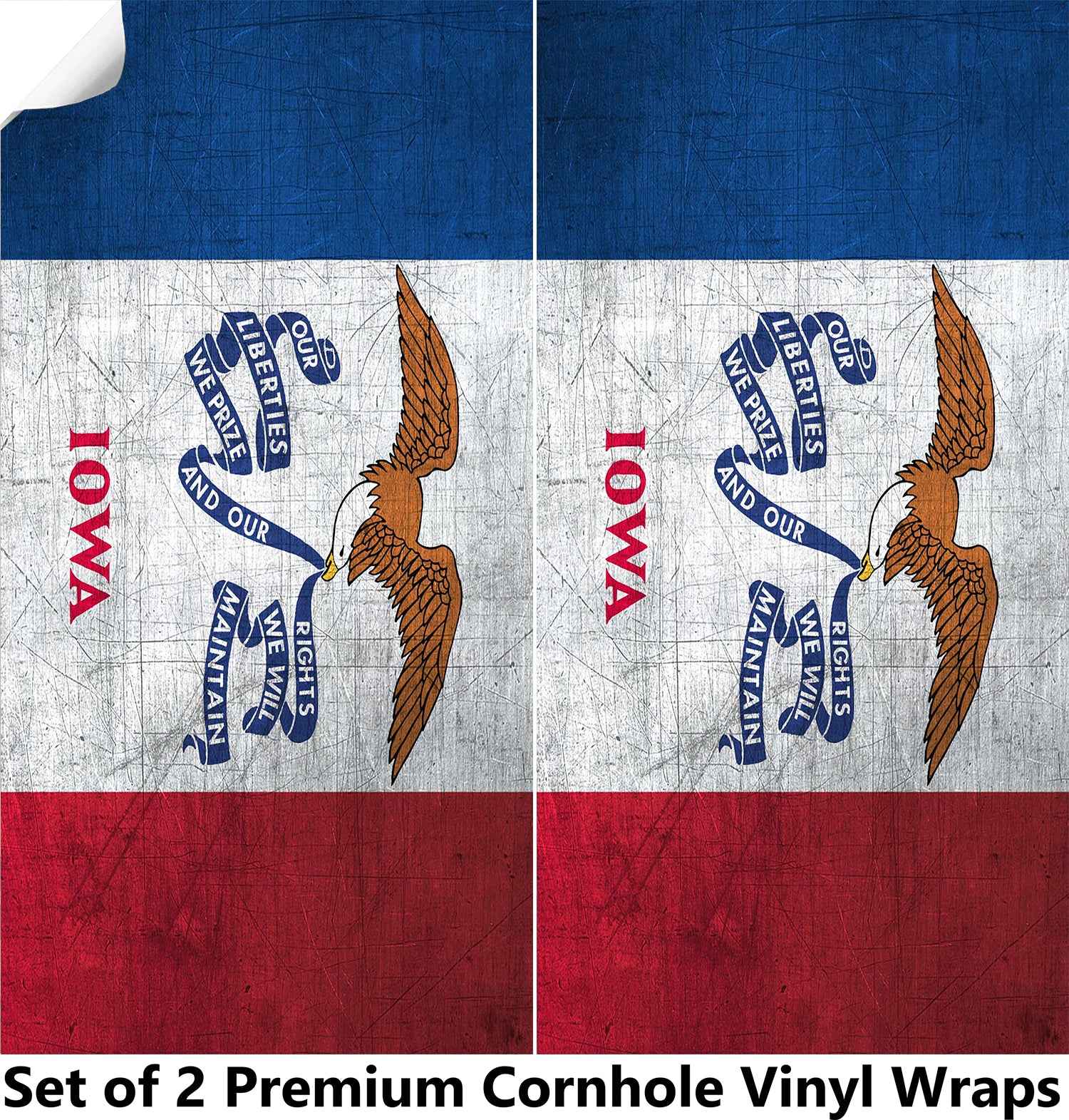 Iowa Classic State Flag Cornhole Boards Wraps (Set of 2)