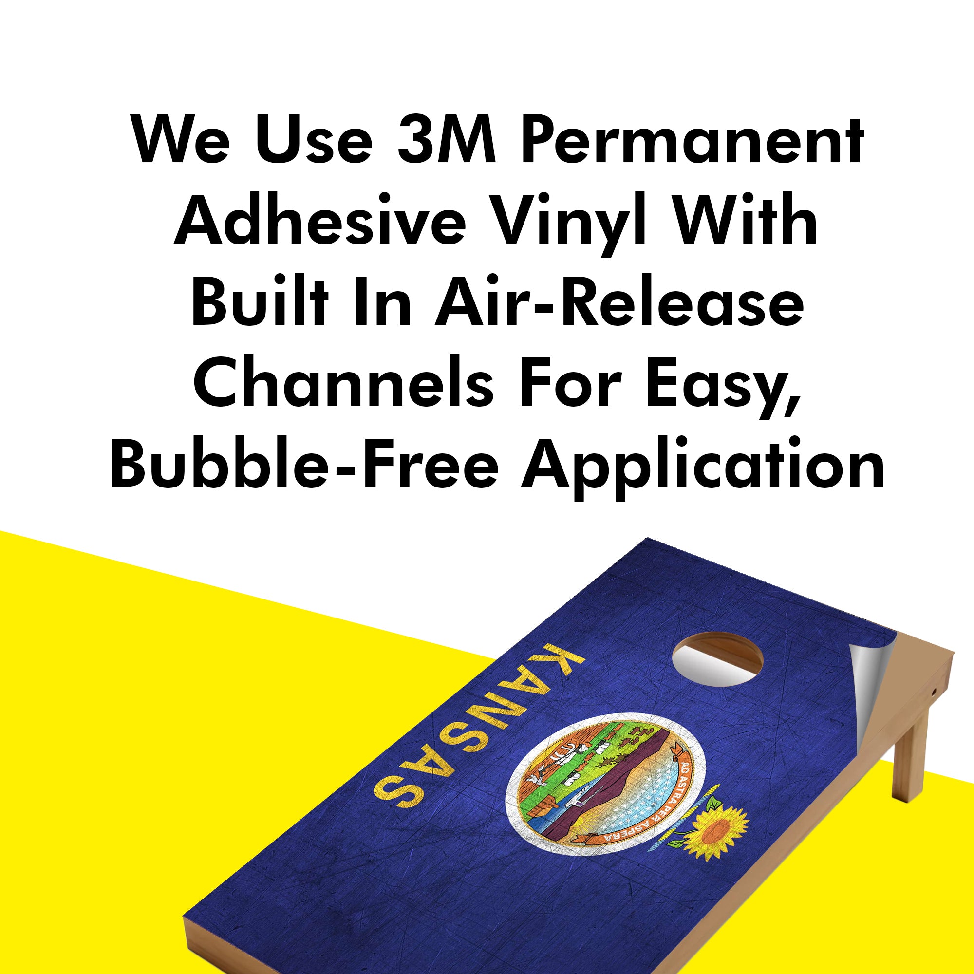 Kansas Classic State Flag Cornhole Boards Wraps (Set of 2)