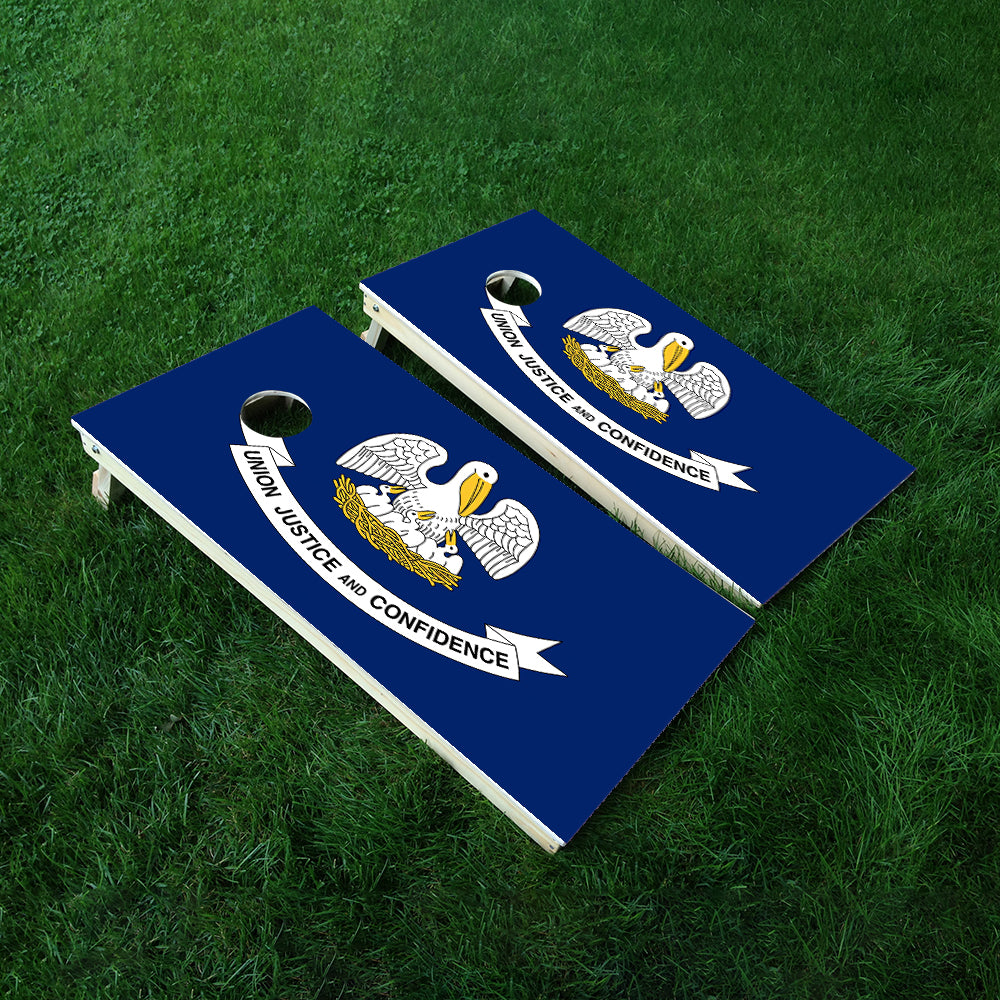 Louisiana Classic State Flag Cornhole Boards Wraps (Set of 2)