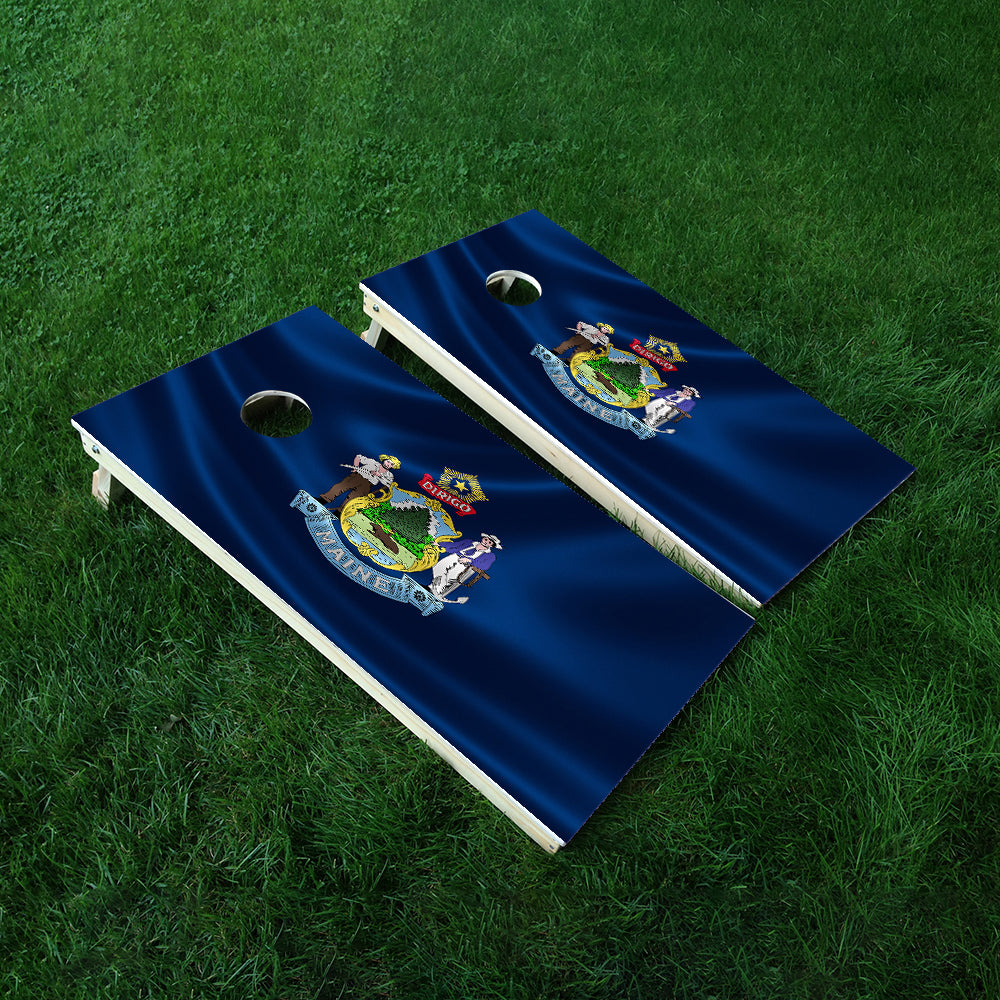 Maine Classic State Flag Cornhole Boards Wraps (Set of 2)