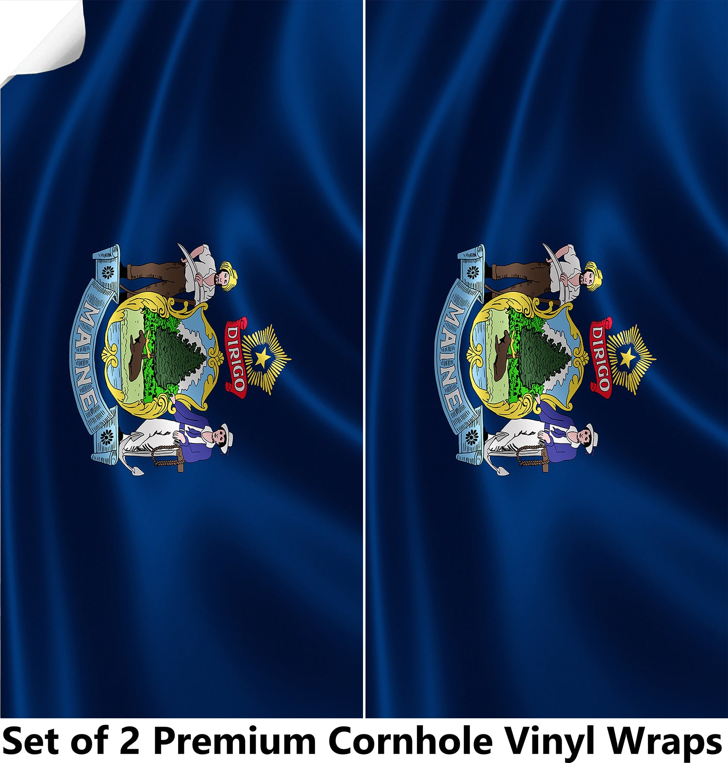 Maine Classic State Flag Cornhole Boards Wraps (Set of 2)