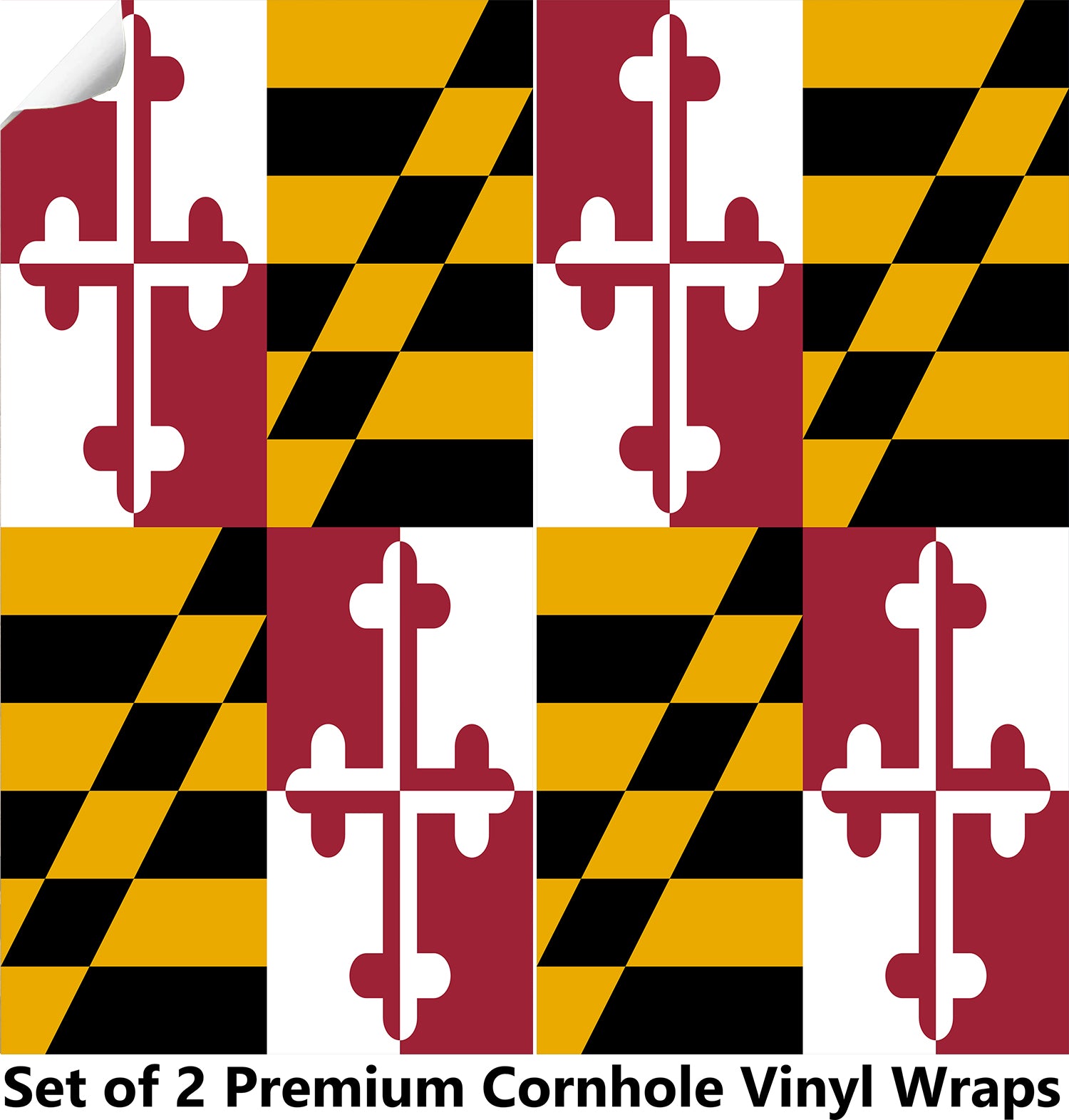 Maryland Classic State Flag Cornhole Boards Wraps (Set of 2)