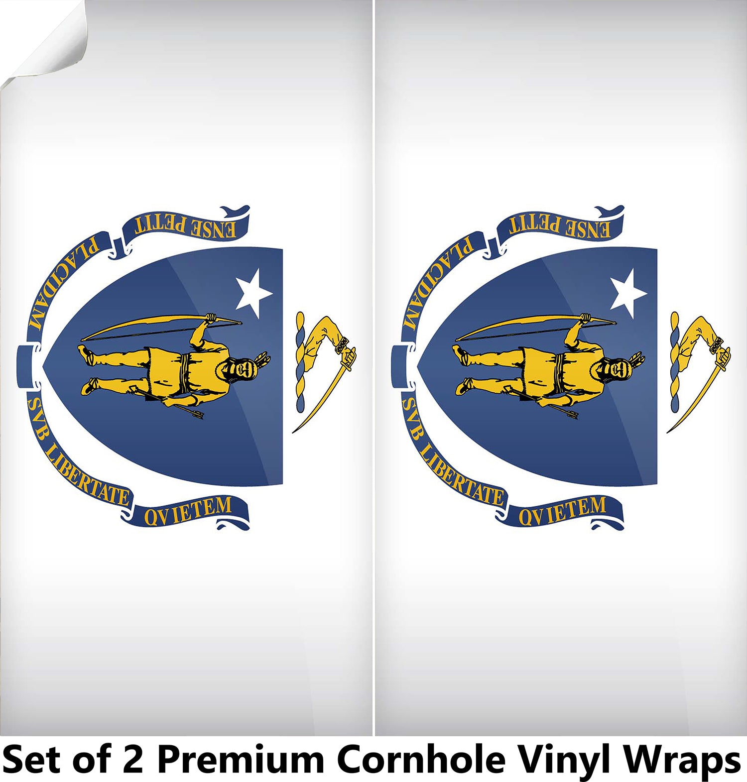Massachusetts Classic State Flag Cornhole Boards Wraps (Set of 2)