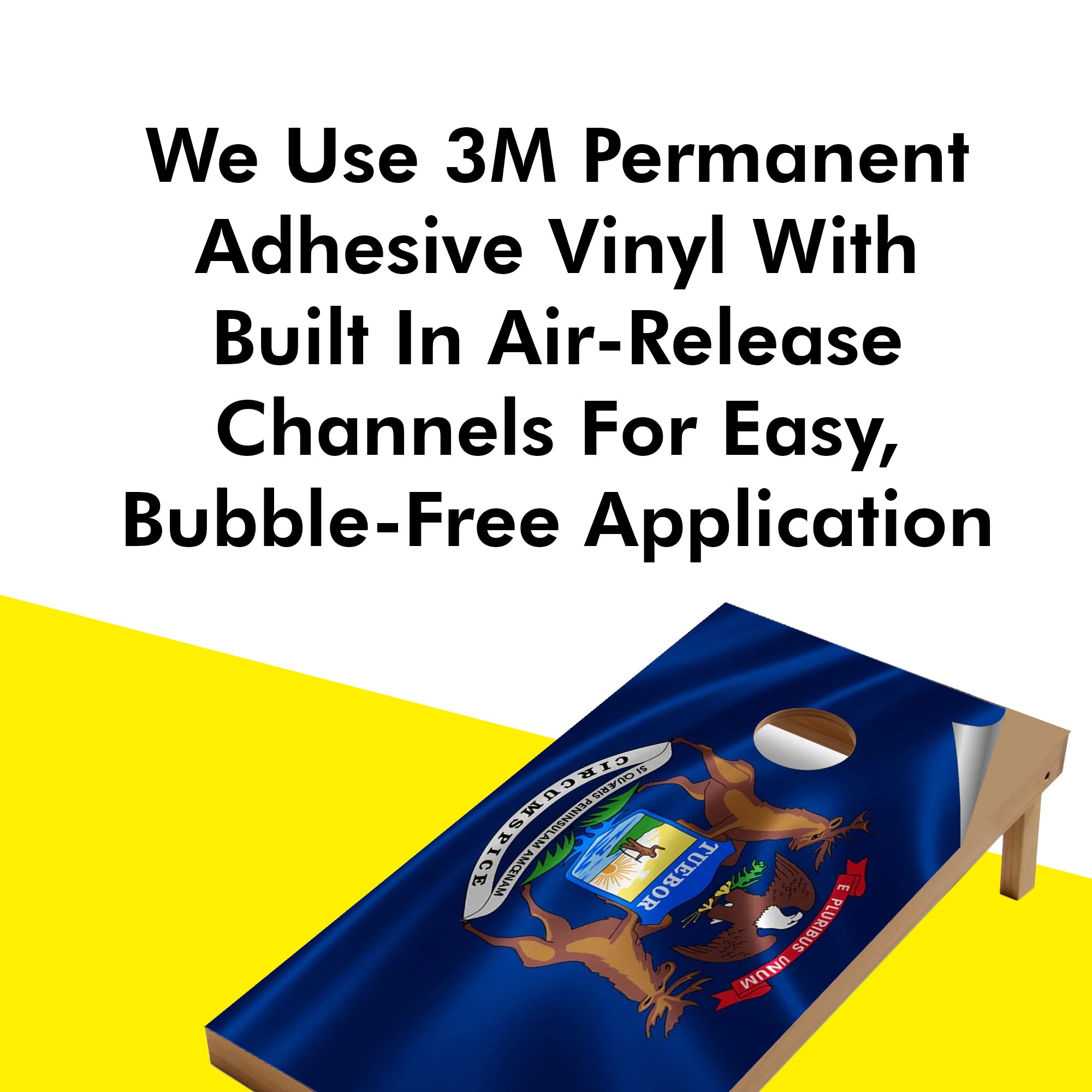 Michigan Classic State Flag Cornhole Boards Wraps (Set of 2)