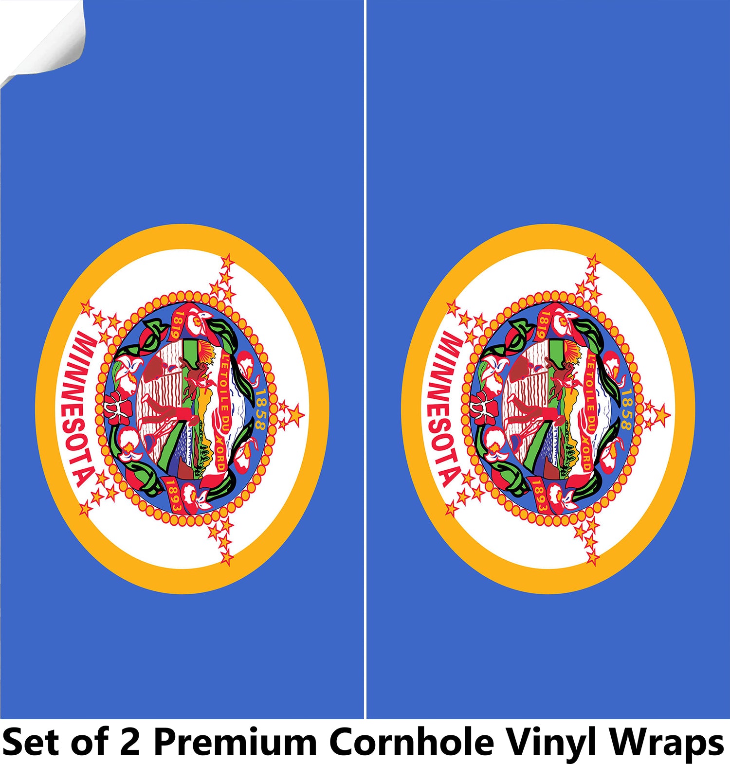 Minnesota Classic State Flag Cornhole Boards Wraps (Set of 2)