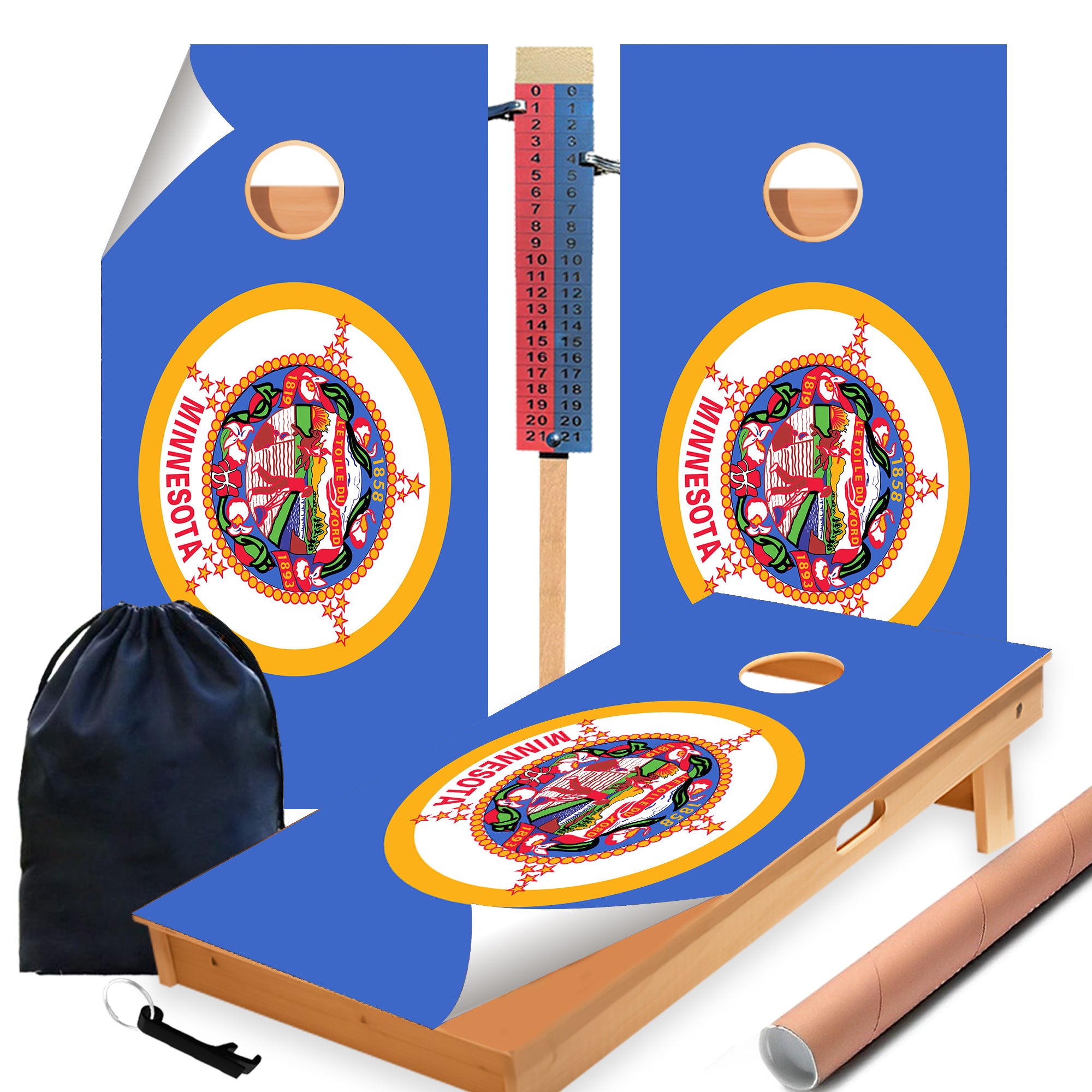 Minnesota Classic State Flag Cornhole Boards Wraps (Set of 2)