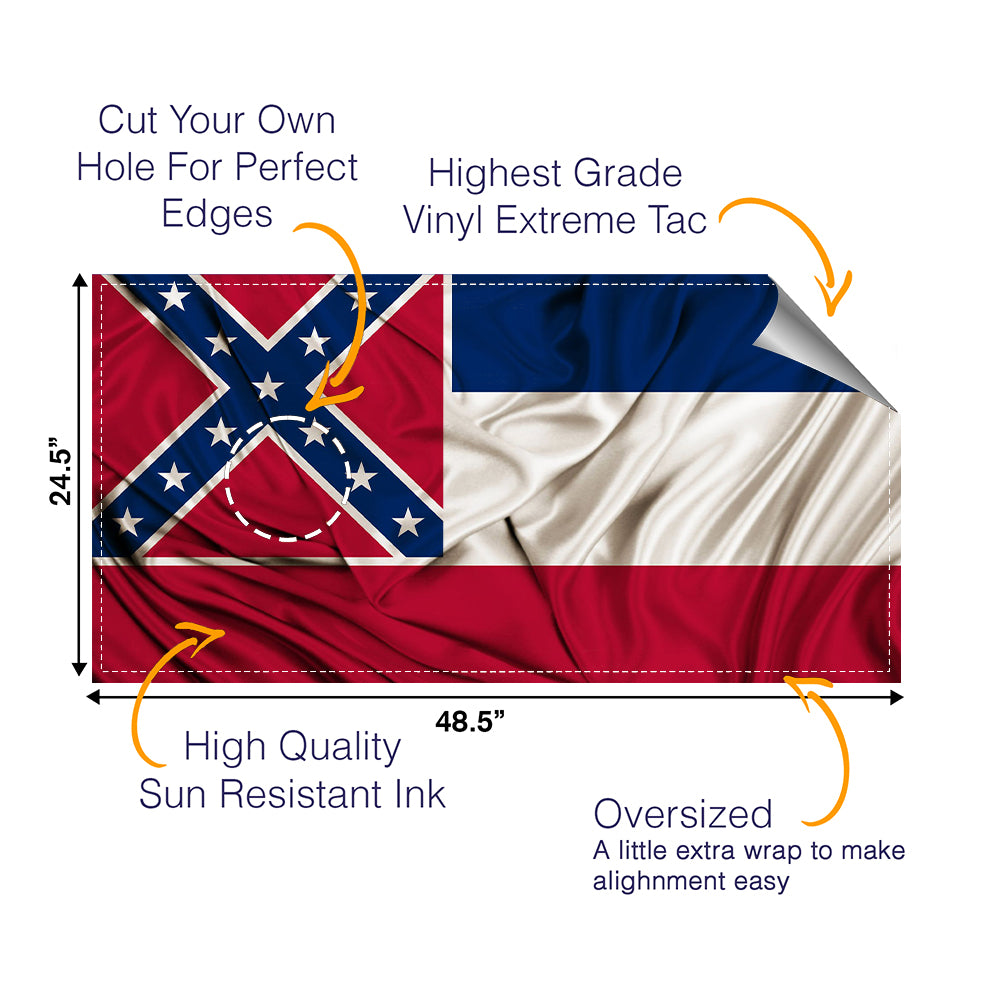 Mississippi Classic State Flag Cornhole Boards Wraps (Set of 2)