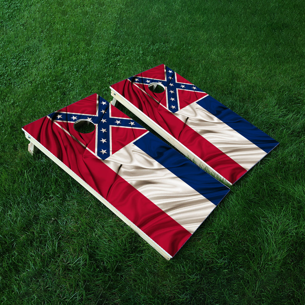 Mississippi Classic State Flag Cornhole Boards Wraps (Set of 2)