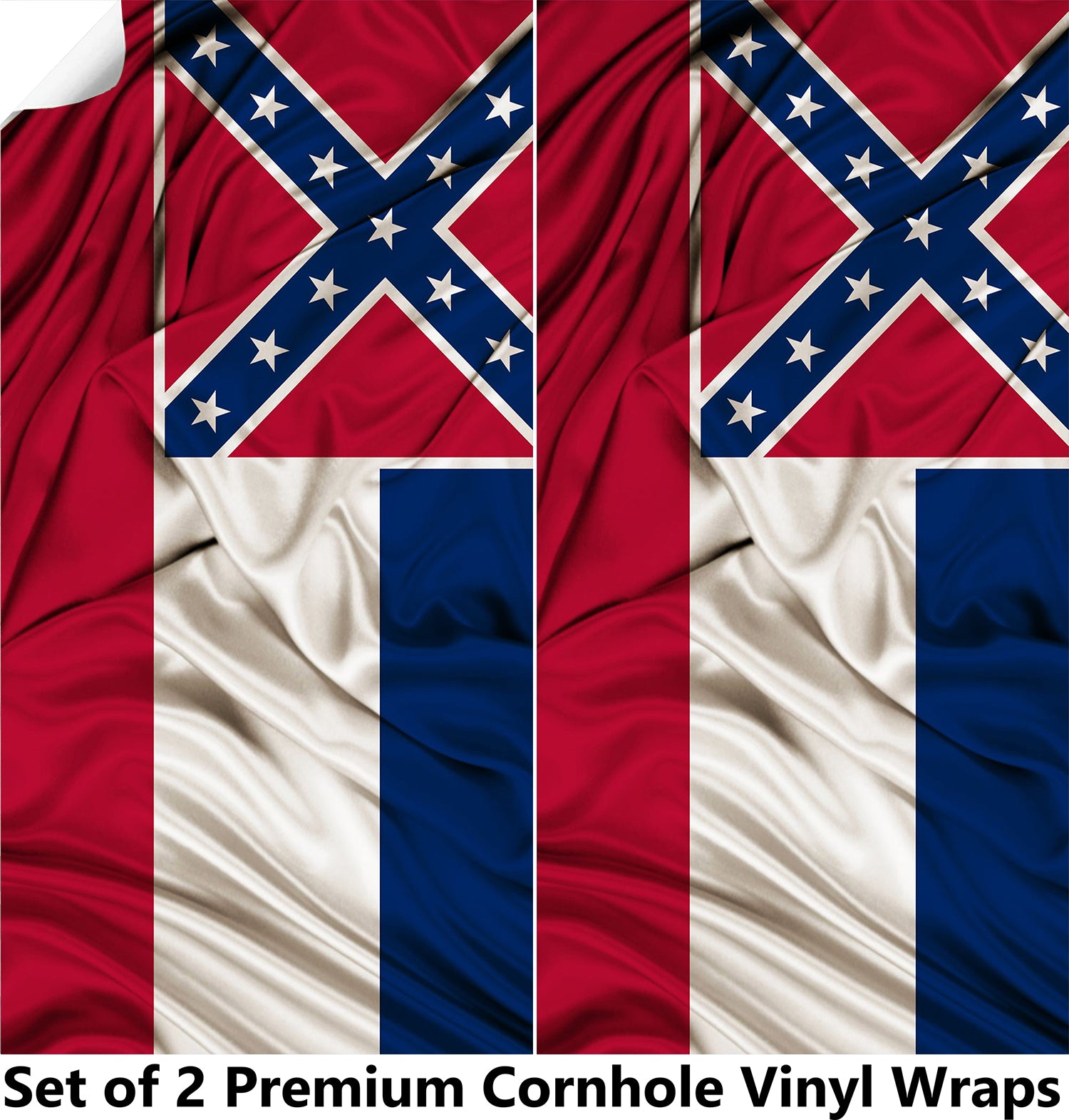 Mississippi Classic State Flag Cornhole Boards Wraps (Set of 2)