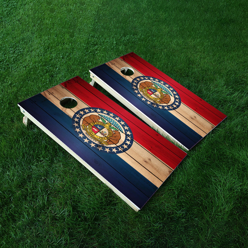 Missouri Classic State Flag Cornhole Boards Wraps (Set of 2)