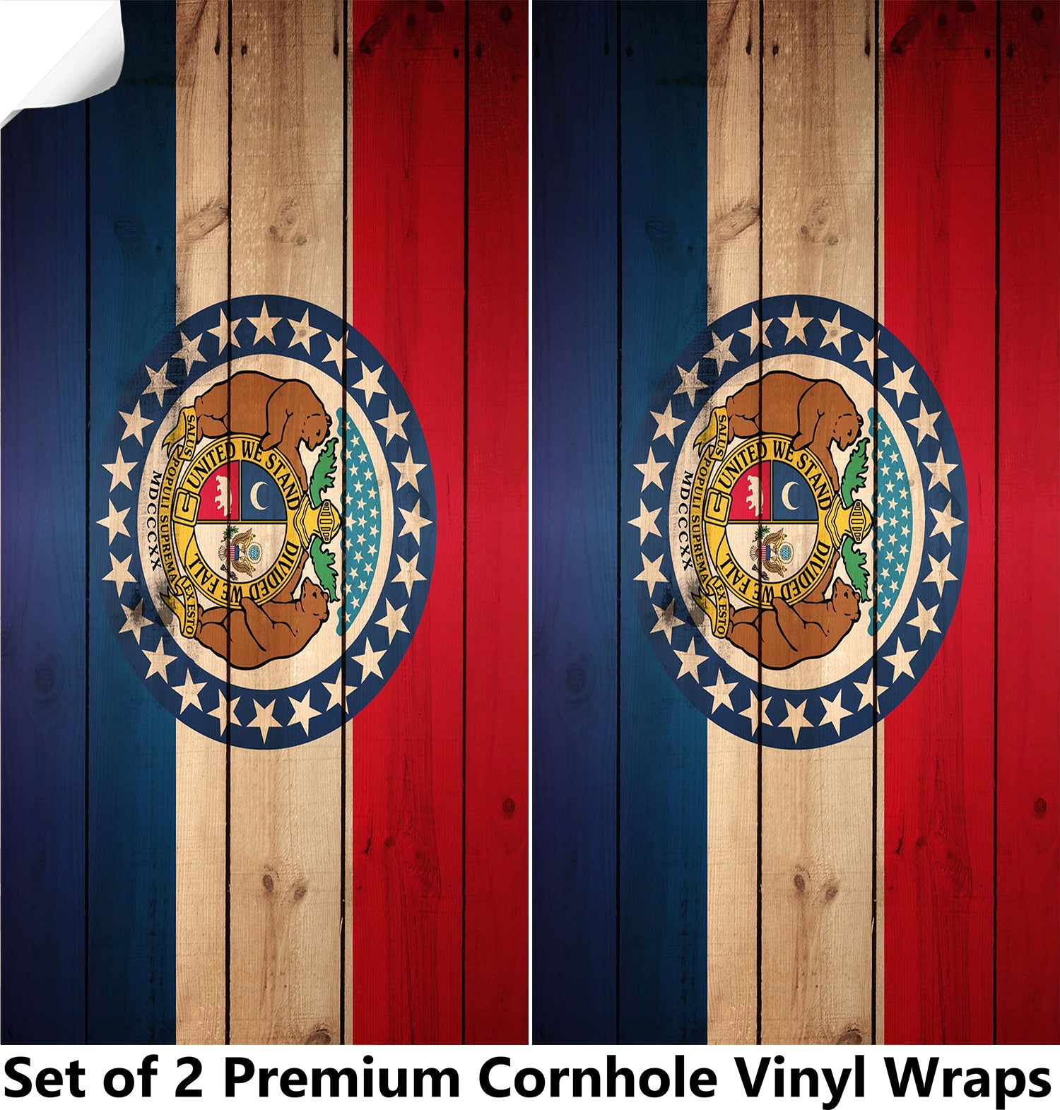 Missouri Classic State Flag Cornhole Boards Wraps (Set of 2)