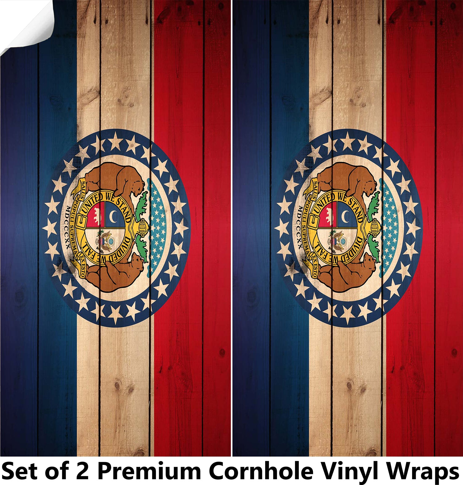 Missouri Classic State Flag Cornhole Boards Wraps (Set of 2)