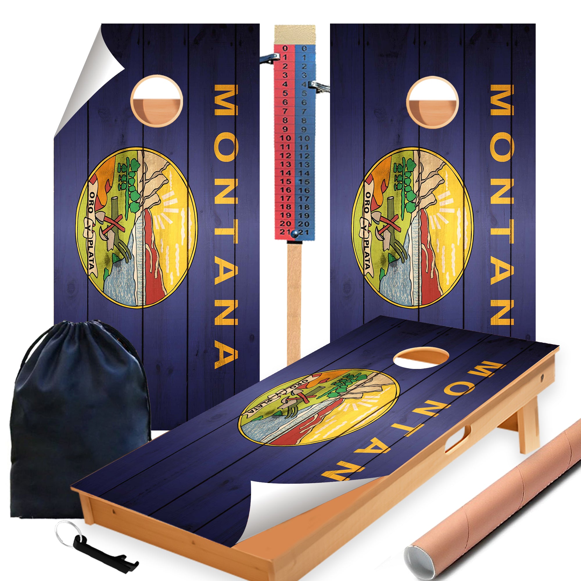 Montana Classic State Flag Cornhole Boards Wraps (Set of 2)