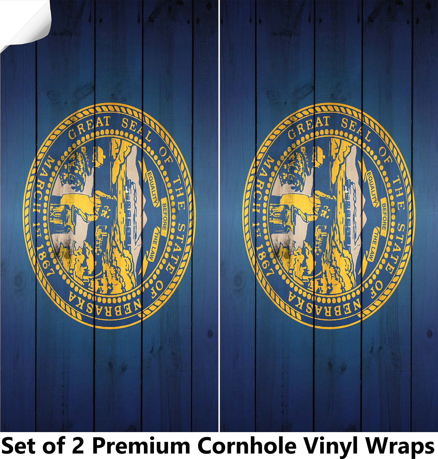 Nebraska Classic State Flag Cornhole Boards Wraps (Set of 2)