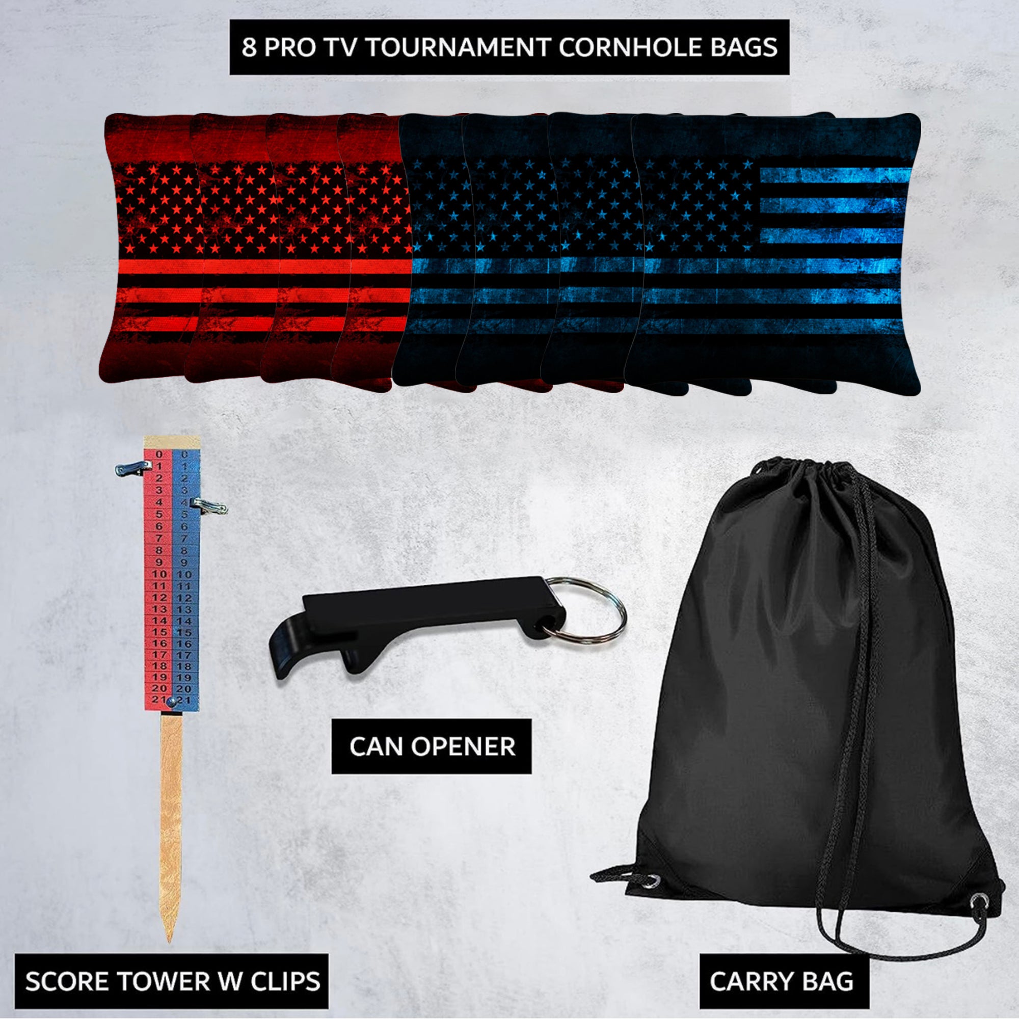 Blue Red Lines Cornhole Bags