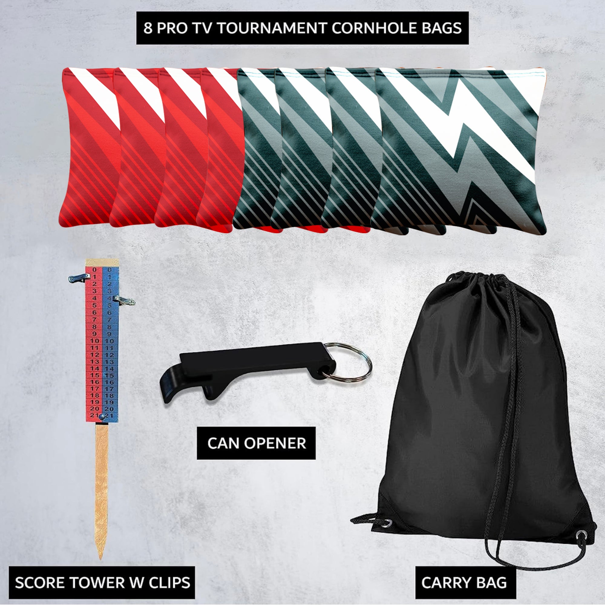 Red Black Zigzag Cornhole Bags