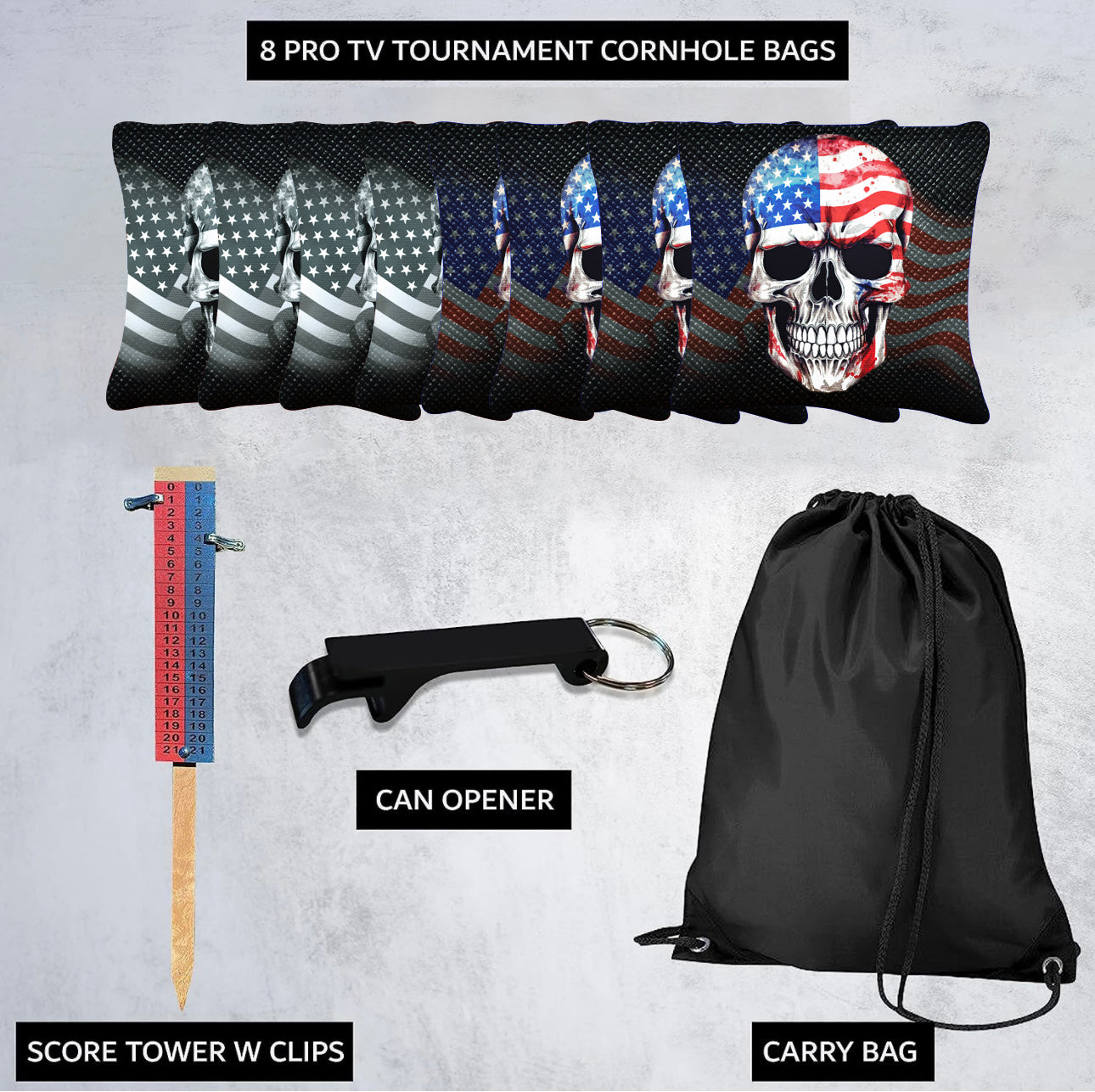 Flag Skull Cornhole Bags