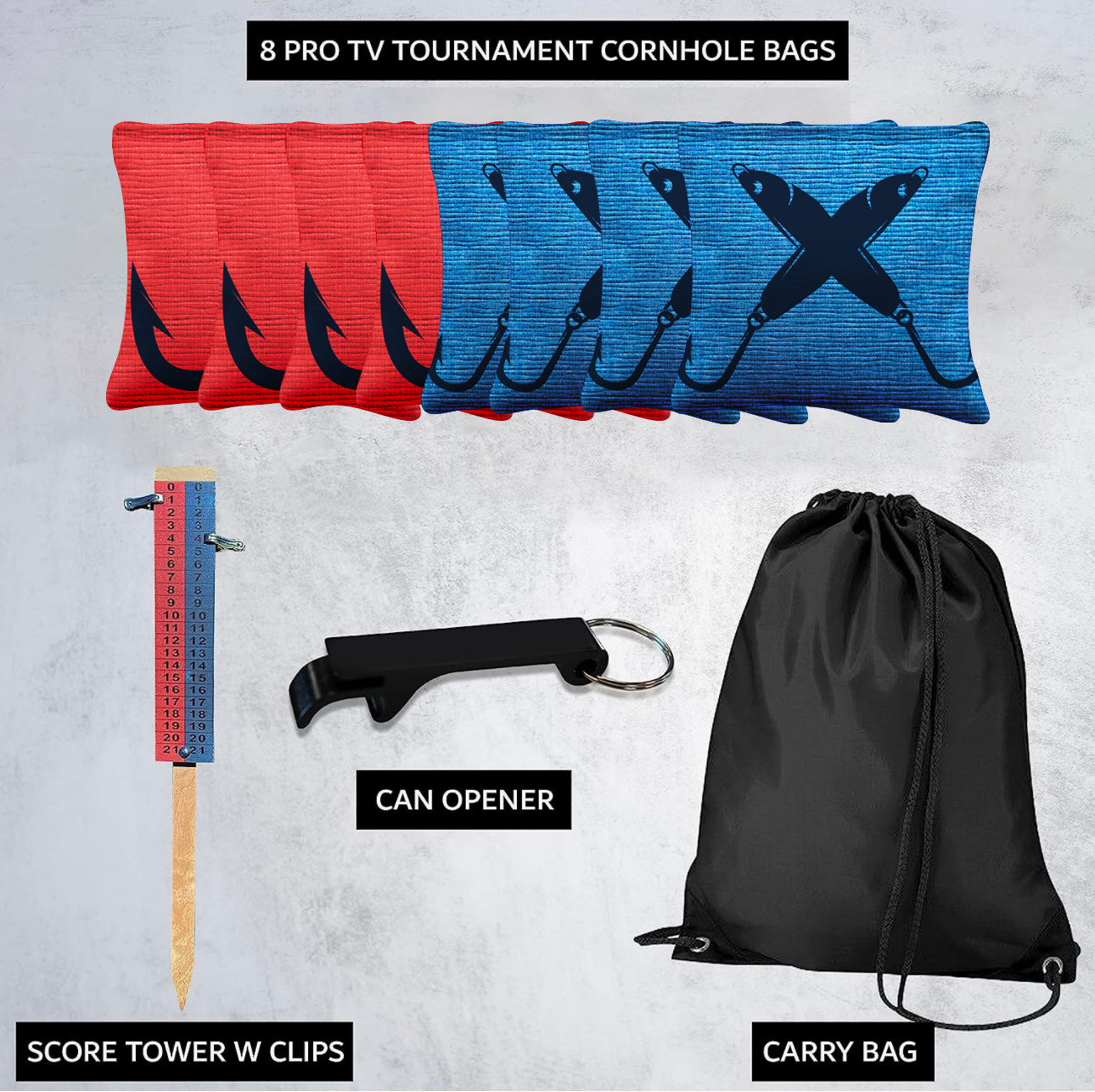 Red Blue Hooks Cornhole Bags