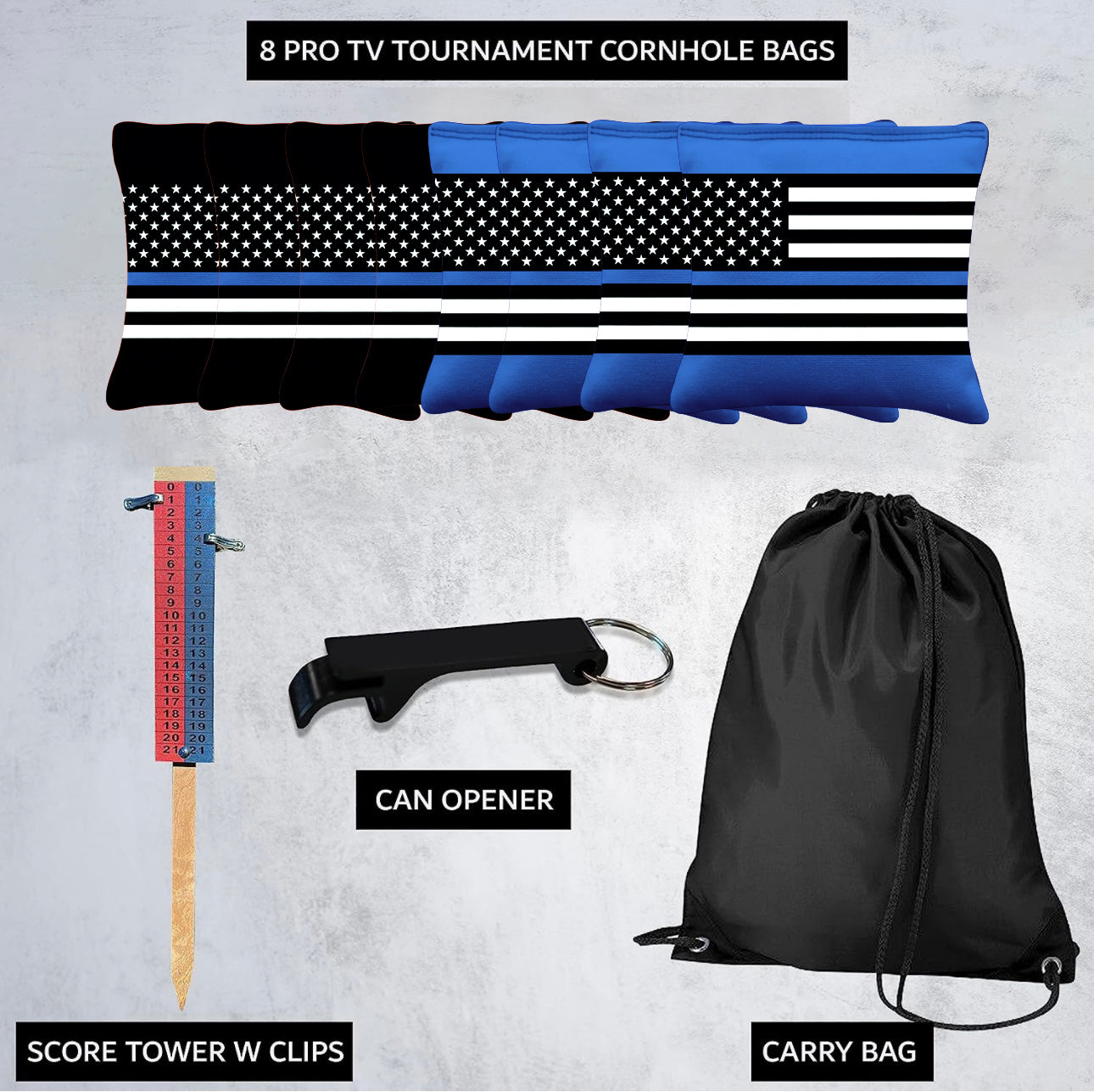 Blue Lines Flag Cornhole Bags
