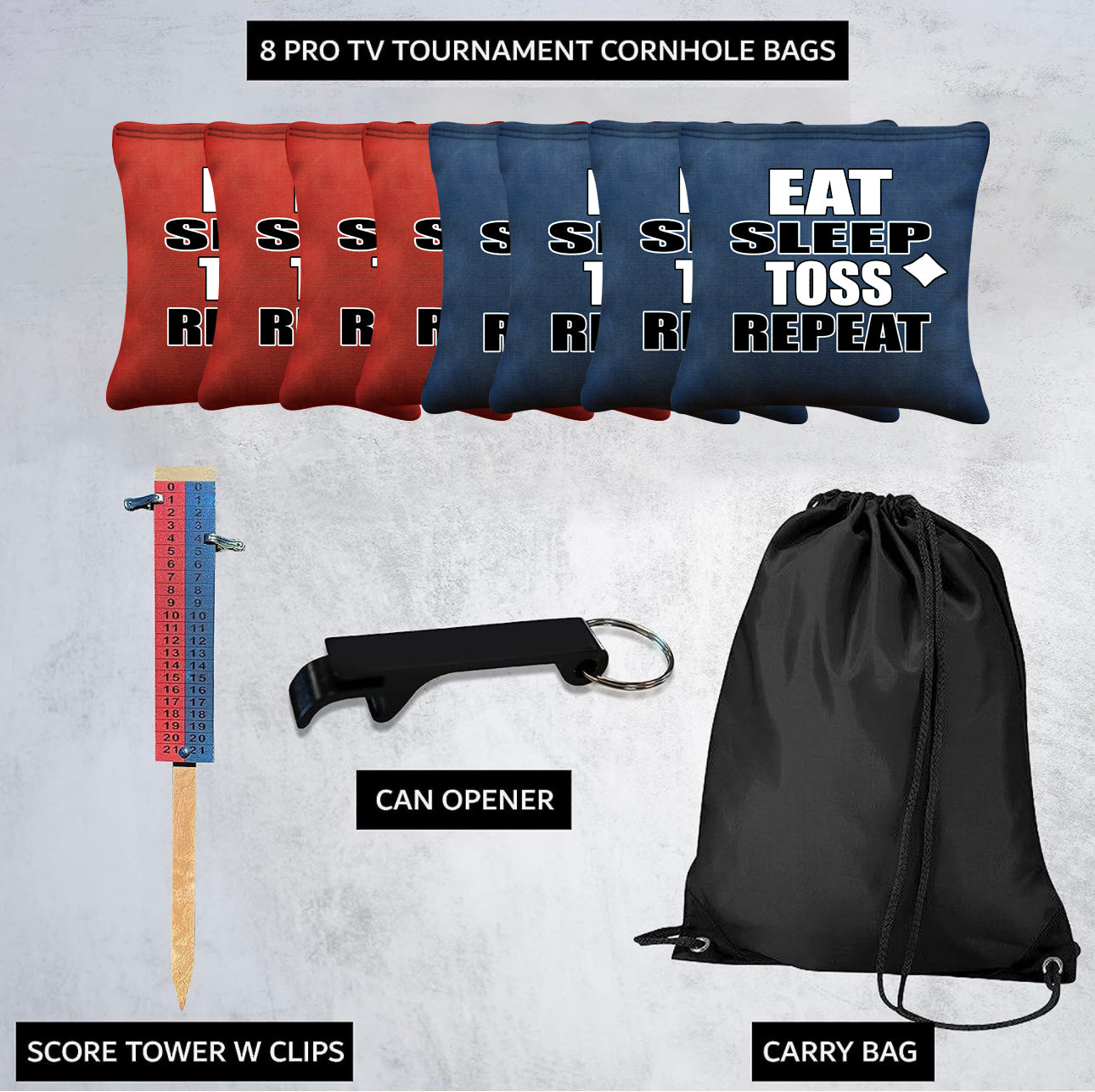 Eat Sleep Toss Repeat Cornhole Bags