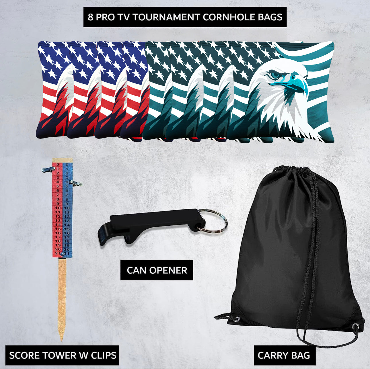 Red Blue Eagle Cornhole Bags