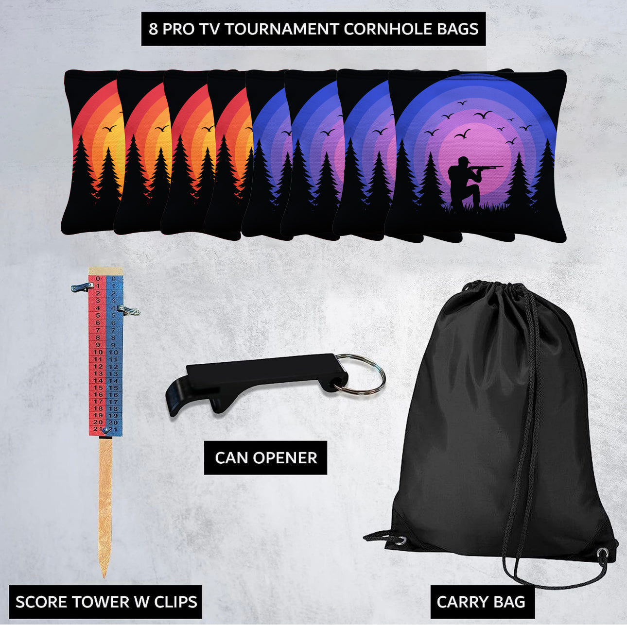 Red Purple Hunter Cornhole Bags