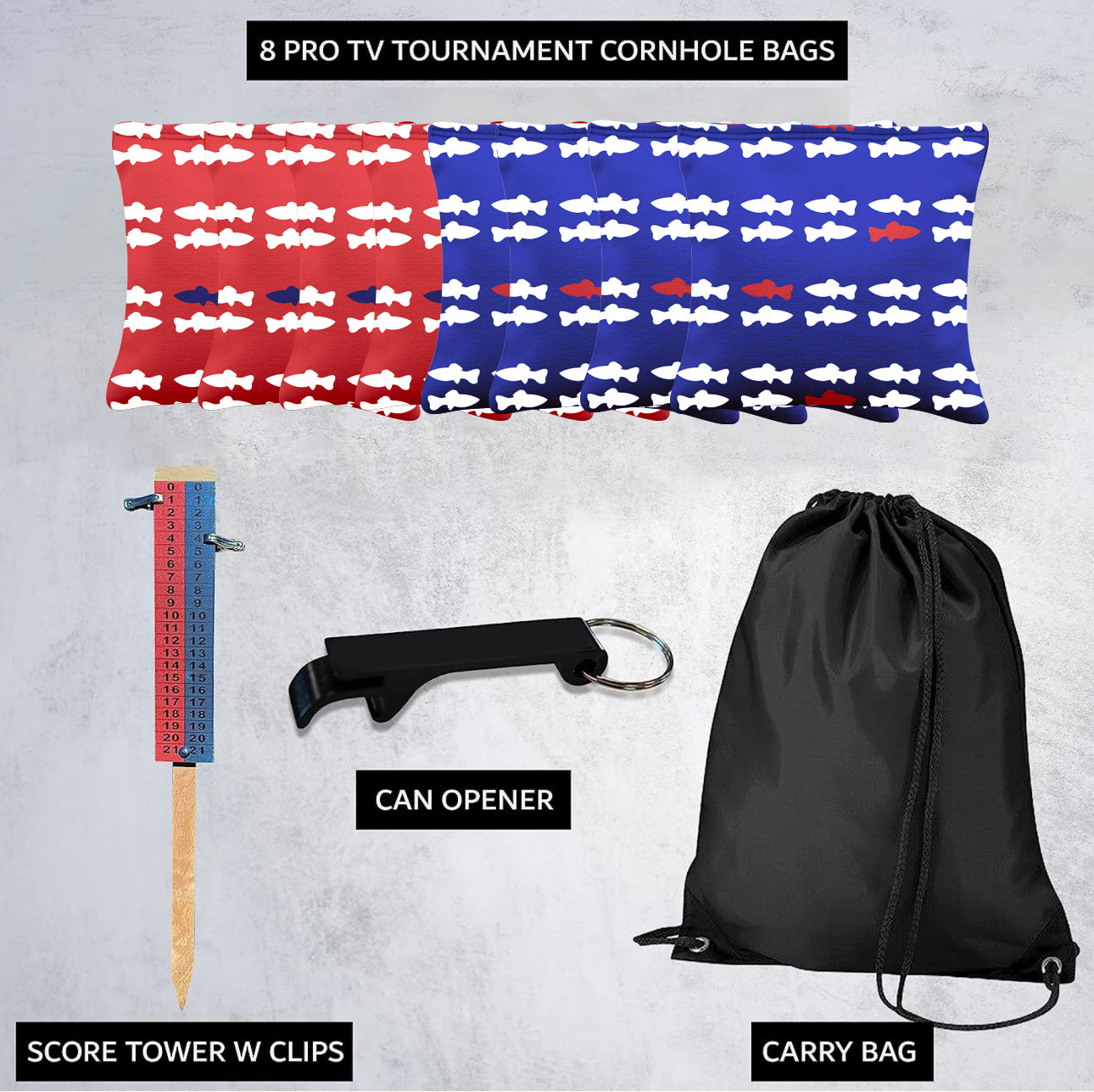 Red Blue Fish Cornhole Bags