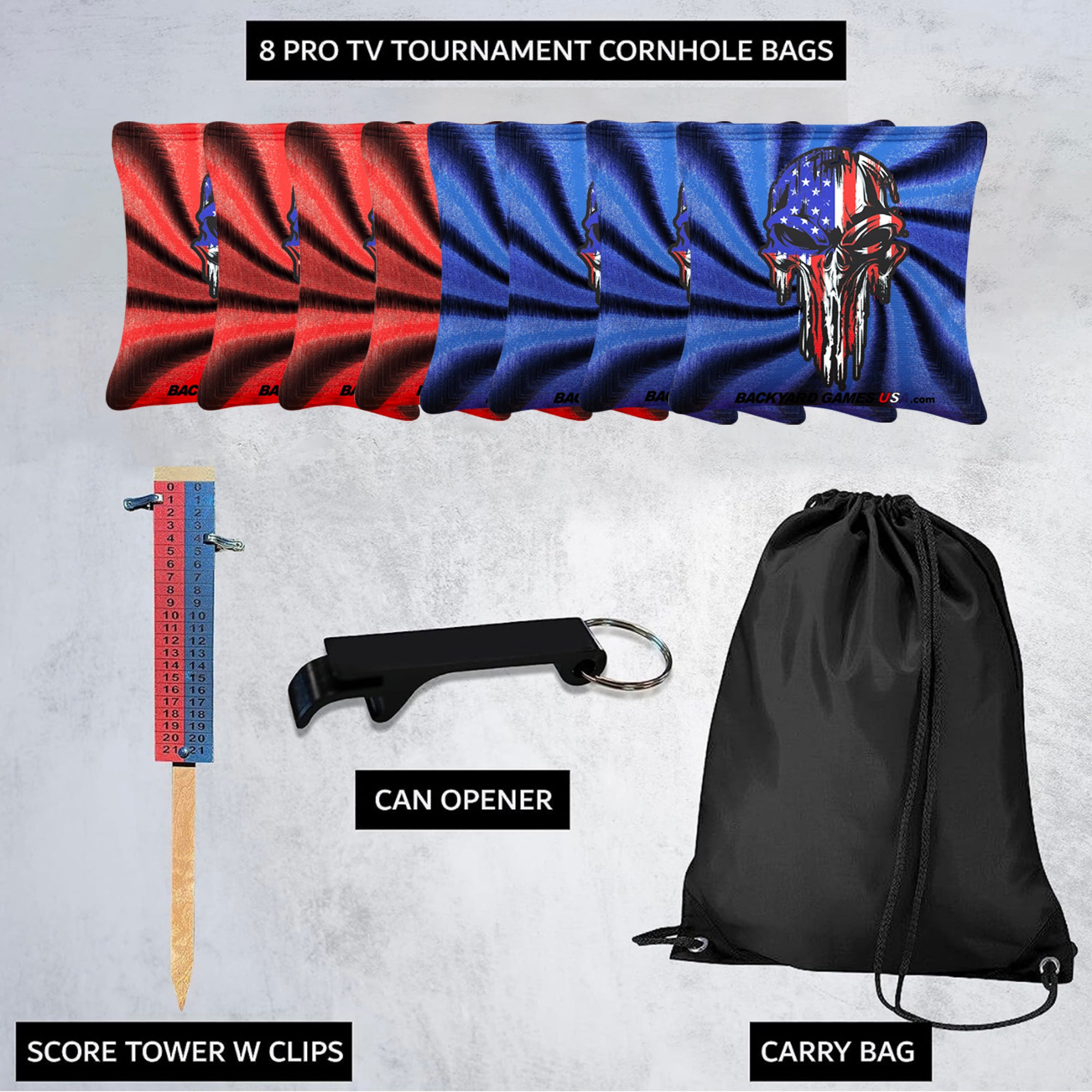 Red Blue Skull Cornhole Bags