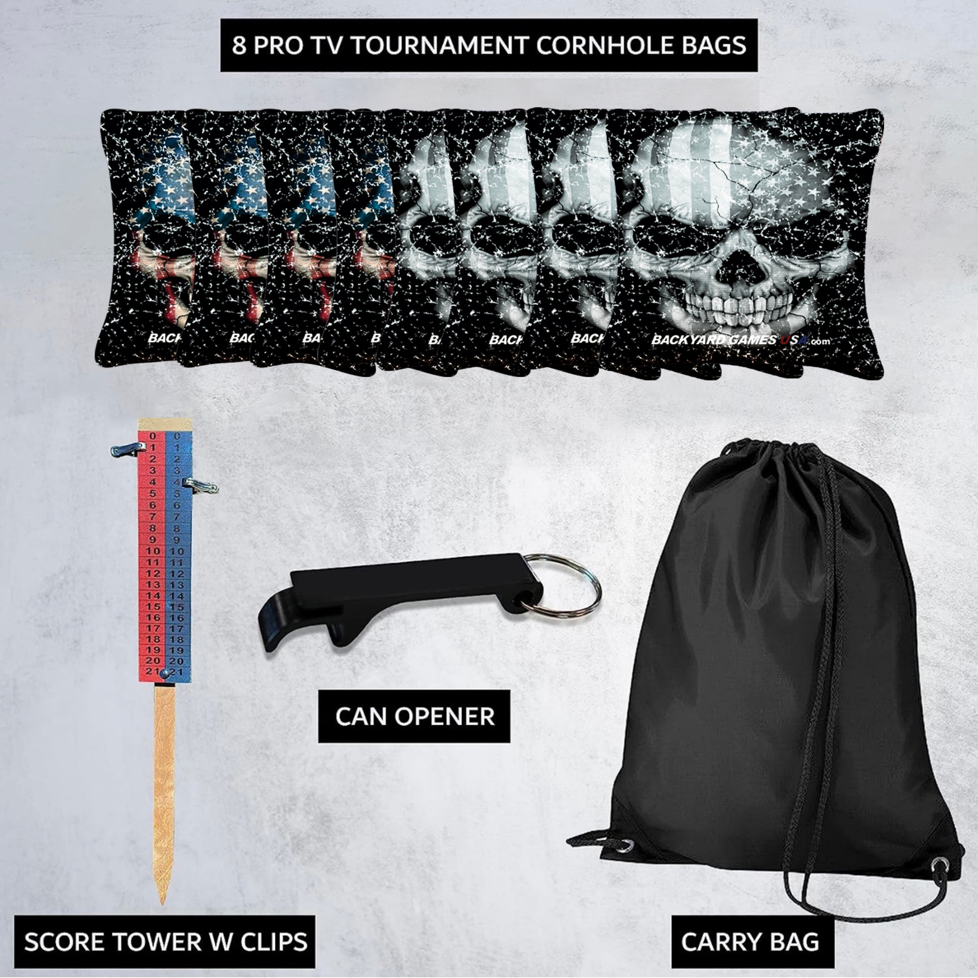 Red Grey Skull Cornhole Bags