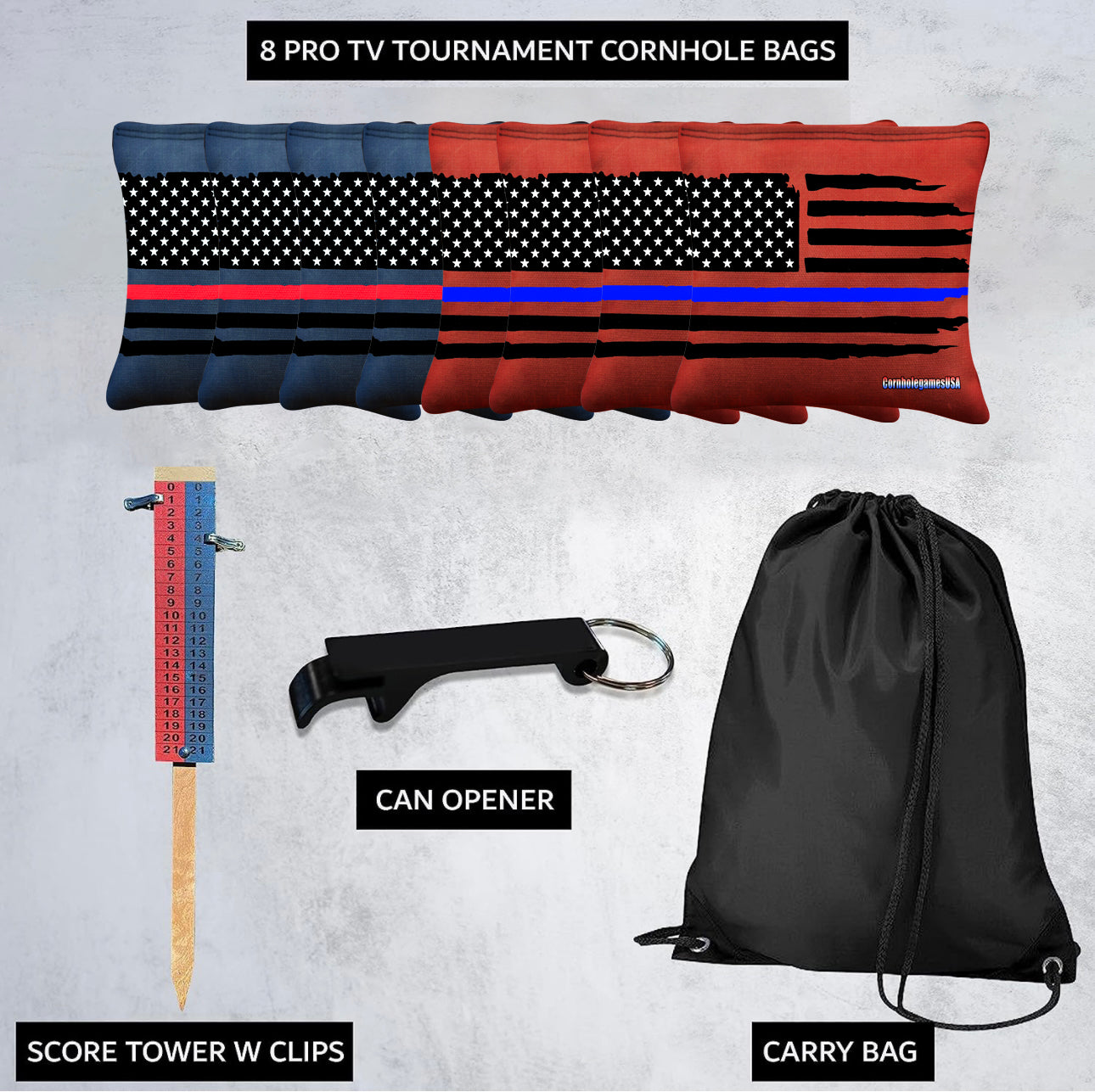 Blue Line Red Line Cornhole Bags