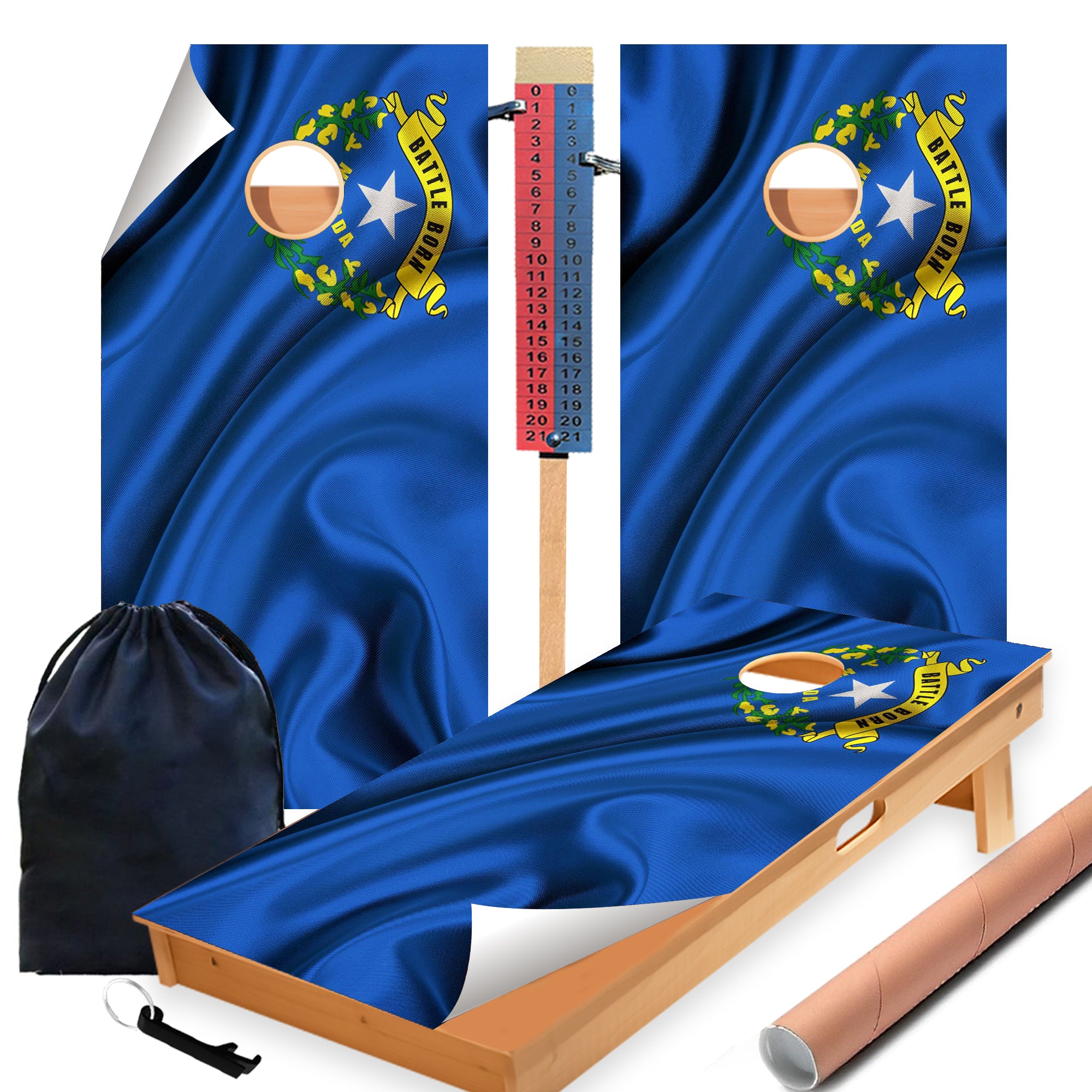Nevada Classic State Flag Cornhole Boards Wraps (Set of 2)