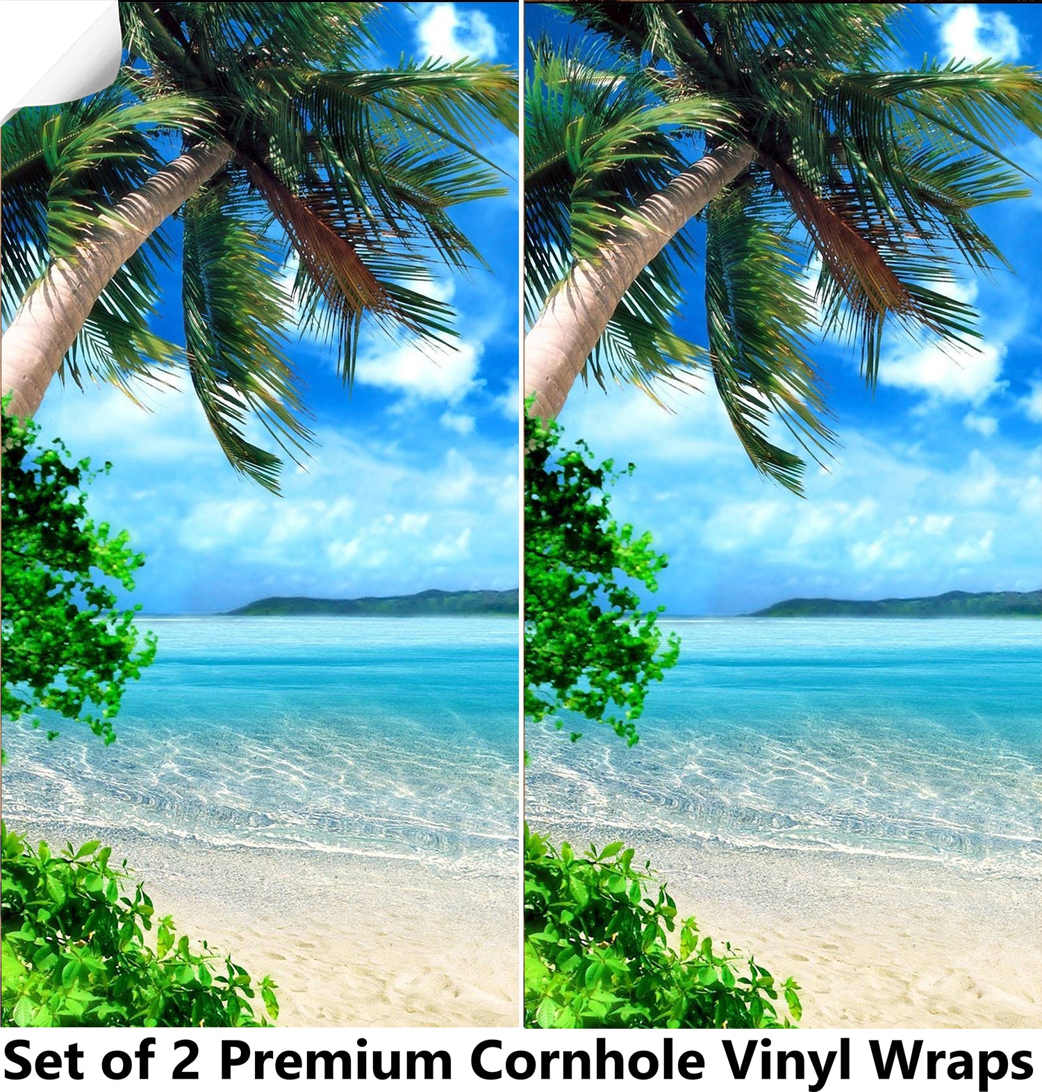 PALM OCEAN Cornhole Boards Wraps (Set of 2)