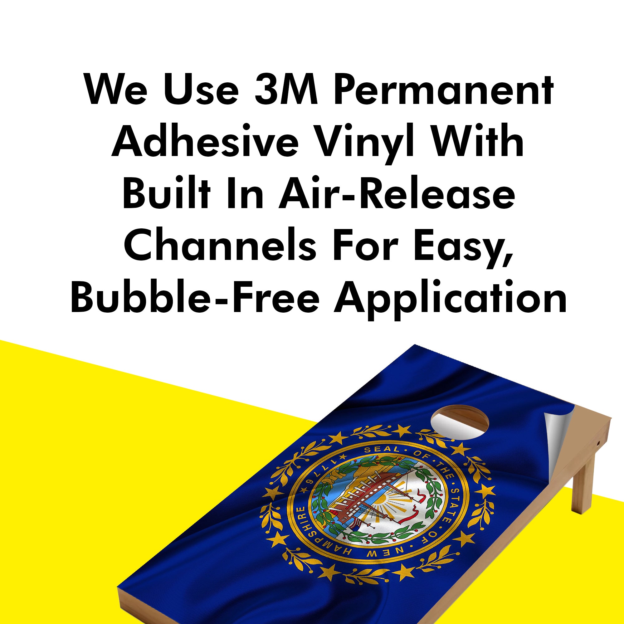 New Hampshire Classic State Flag Cornhole Boards Wraps (Set of 2)