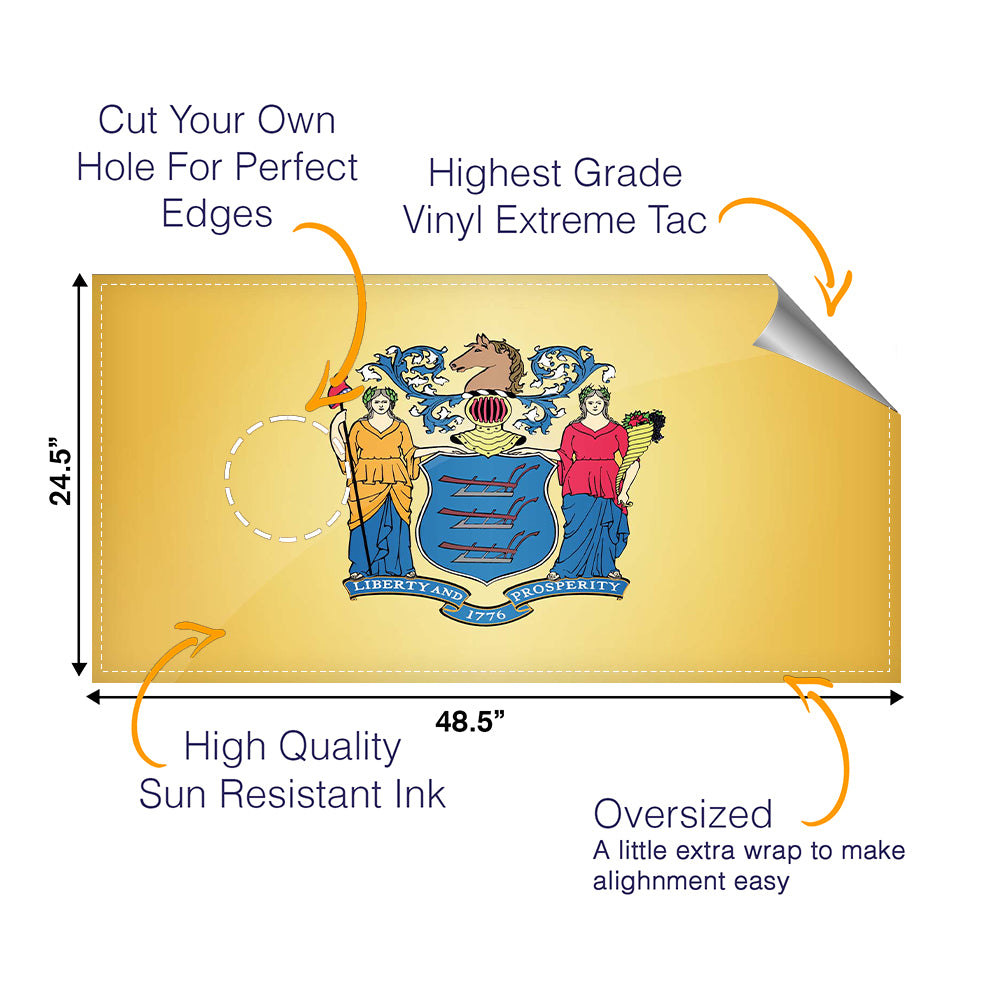New Jersey Classic State Flag Cornhole Boards Wraps (Set of 2)