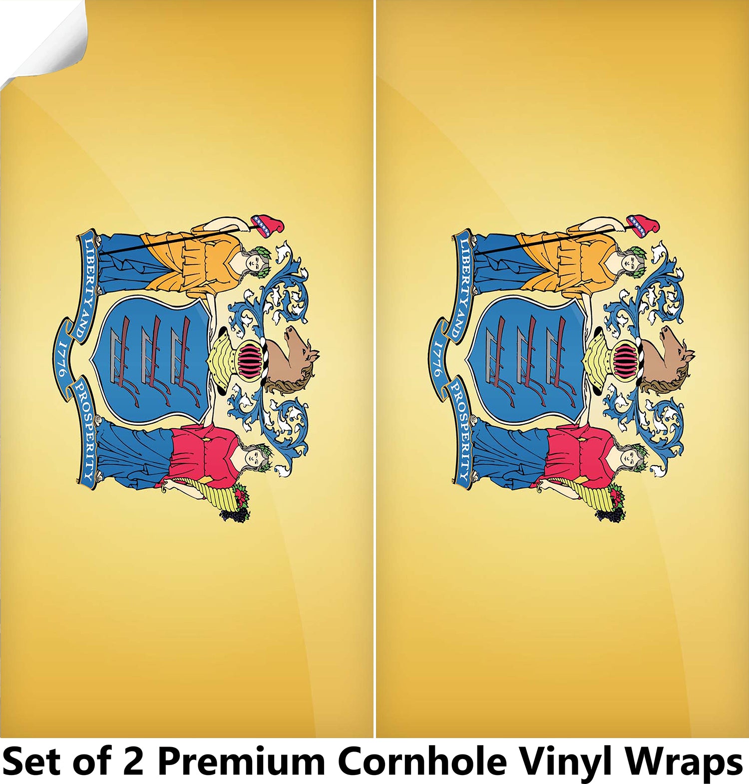 New Jersey Classic State Flag Cornhole Boards Wraps (Set of 2)