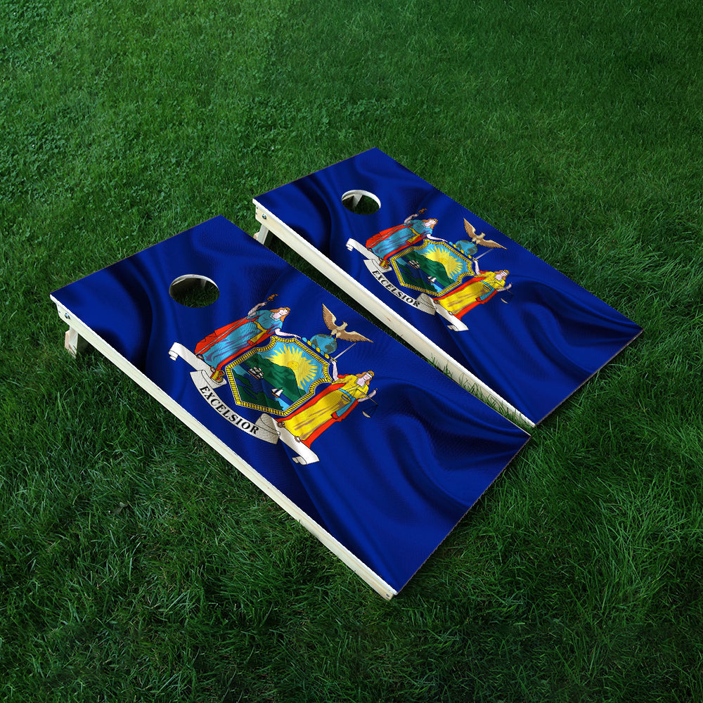 New York Classic State Flag Cornhole Boards Wraps (Set of 2)