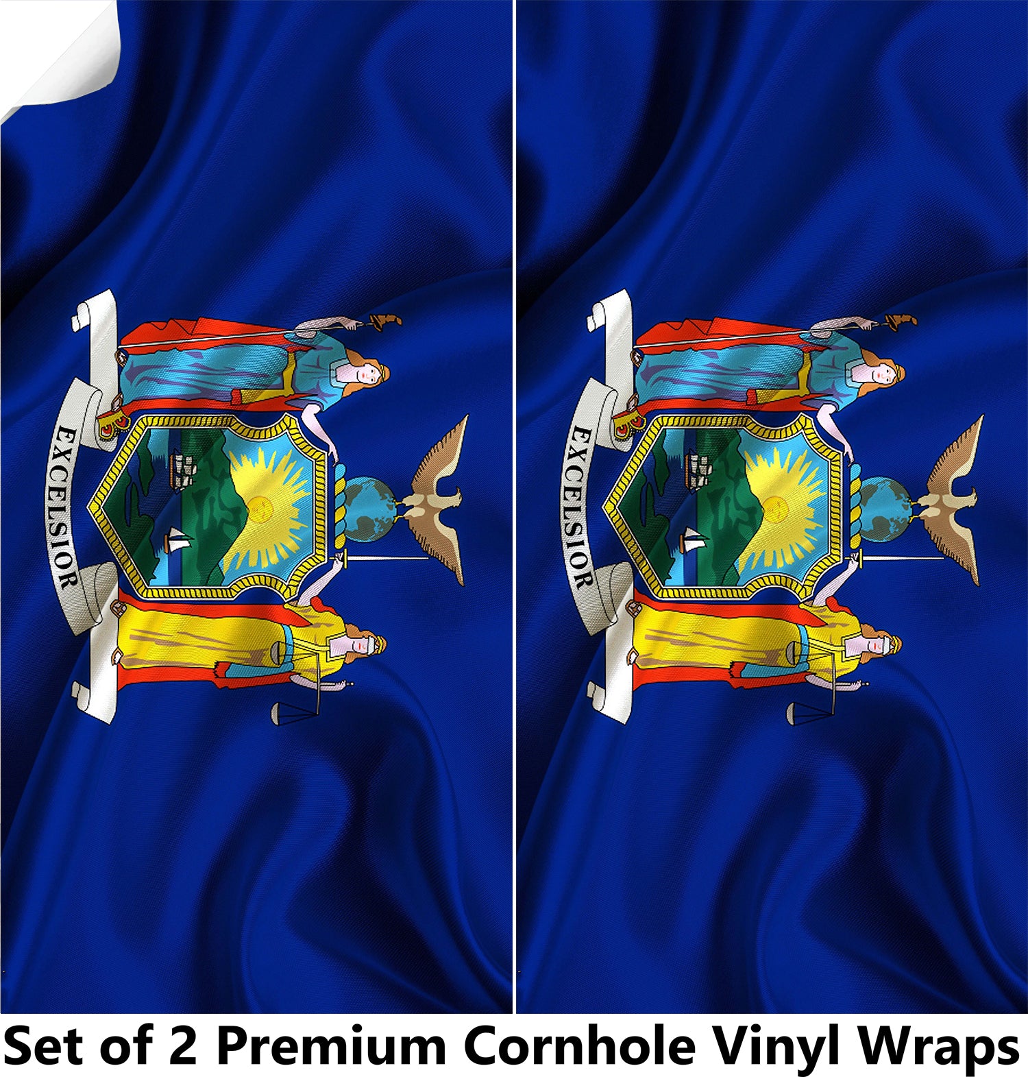 New York Classic State Flag Cornhole Boards Wraps (Set of 2)