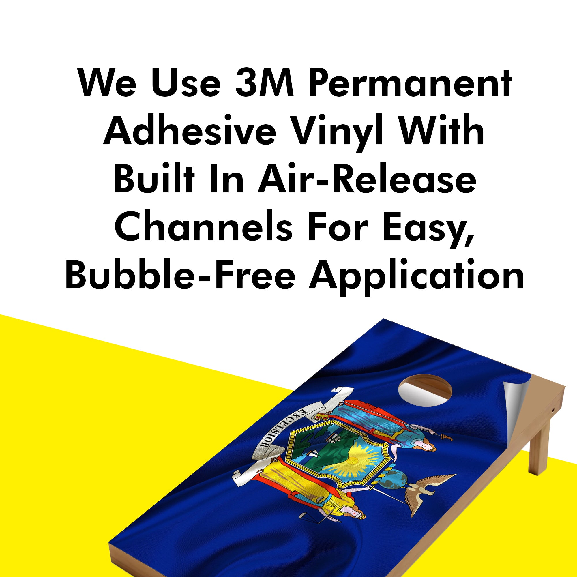 New York Classic State Flag Cornhole Boards Wraps (Set of 2)