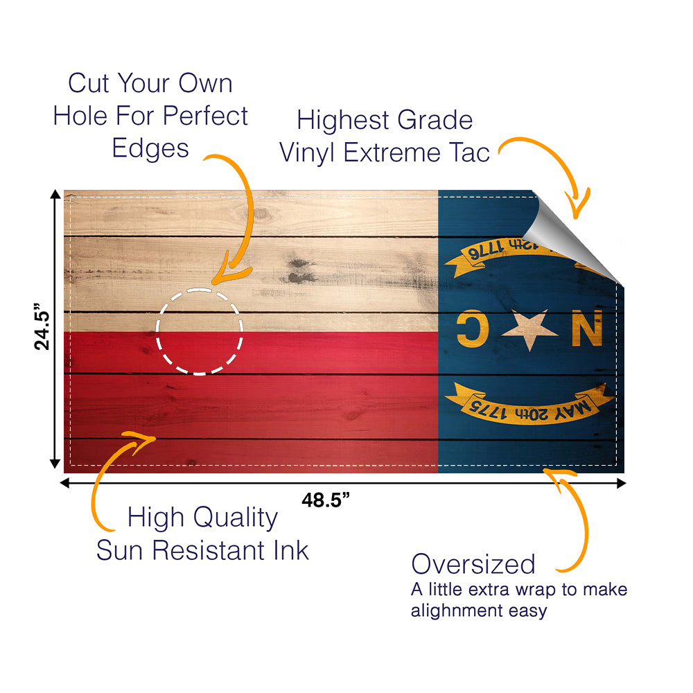 North Carolina Classic State Flag Cornhole Boards Wraps (Set of 2)