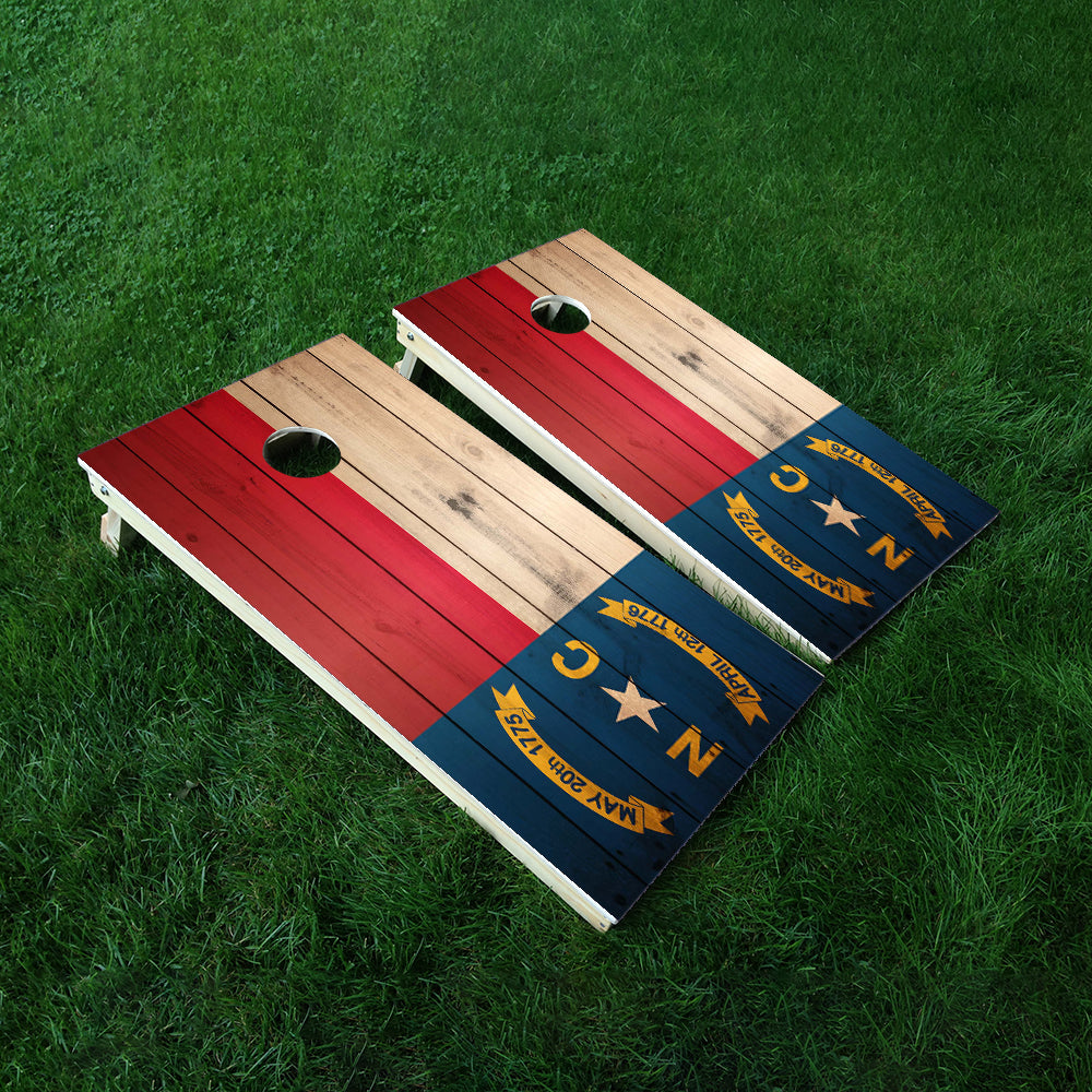 North Carolina Classic State Flag Cornhole Boards Wraps (Set of 2)
