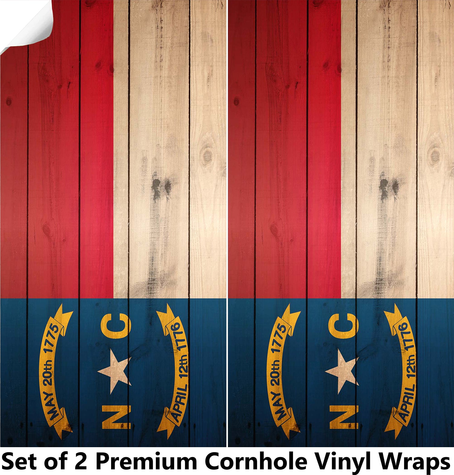 North Carolina Classic State Flag Cornhole Boards Wraps (Set of 2)