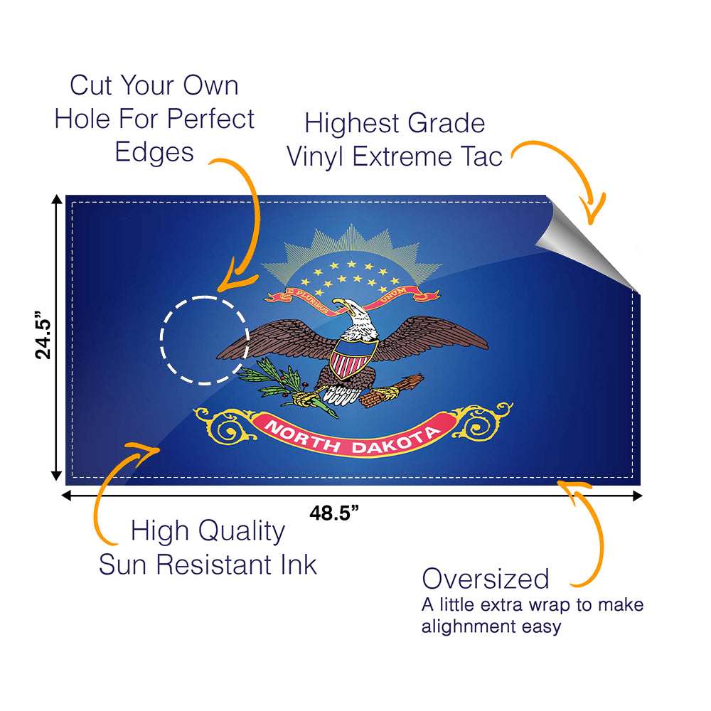 North Dakota Classic State Flag Cornhole Boards Wraps (Set of 2)