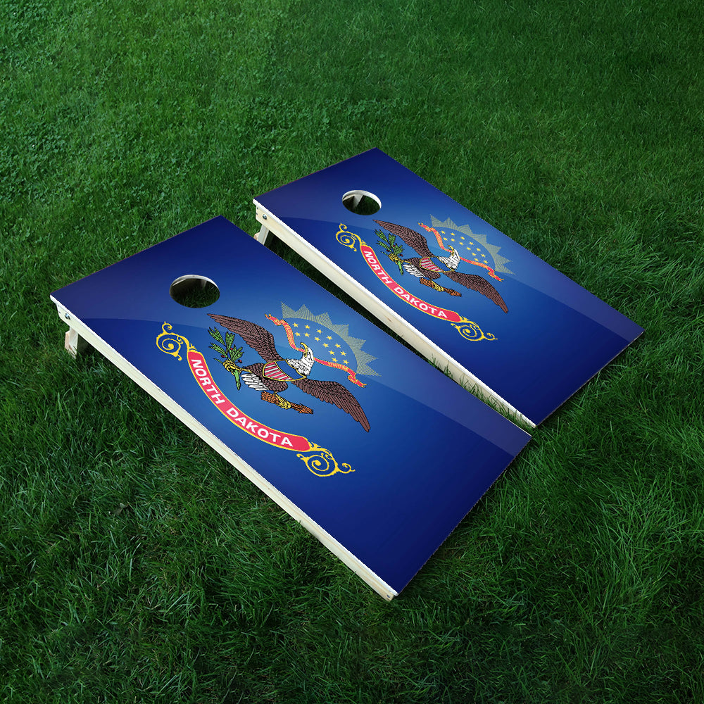 North Dakota Classic State Flag Cornhole Boards Wraps (Set of 2)