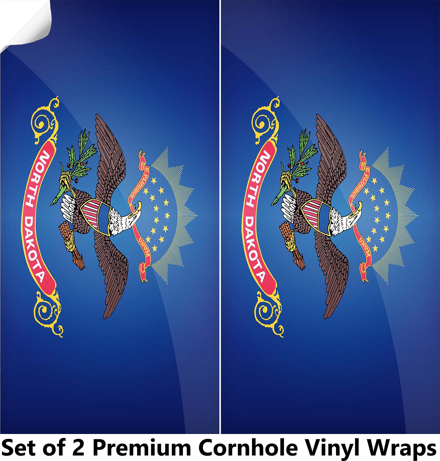 North Dakota Classic State Flag Cornhole Boards Wraps (Set of 2)