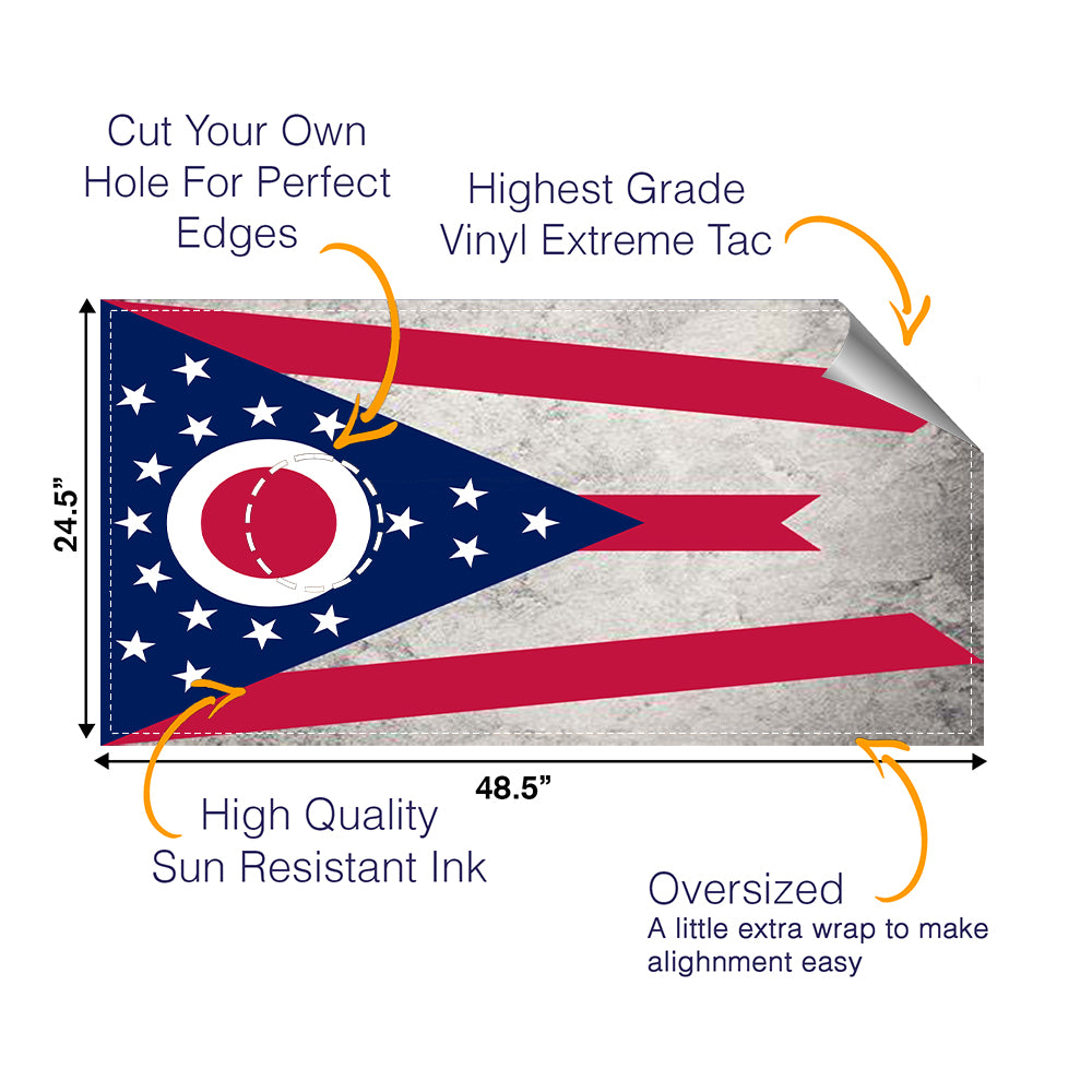 Ohio Classic State Flag Cornhole Boards Wraps (Set of 2)